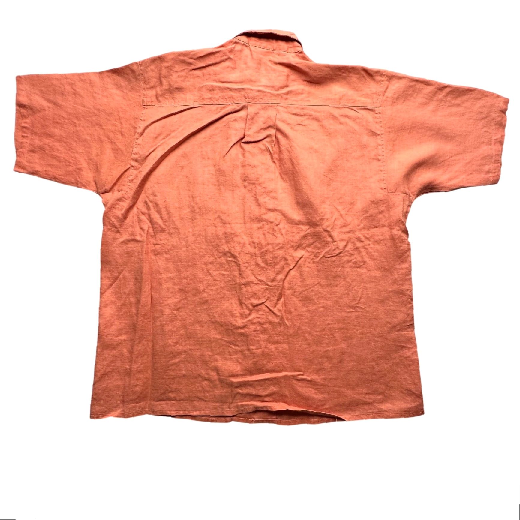 Marc O'Polo VINTAGE Marc O'Polo Shirt Womens Large Orange 100% Linen Button Up Short Sleeve Size L / US 10 / IT 46 - 2 Thumbnail