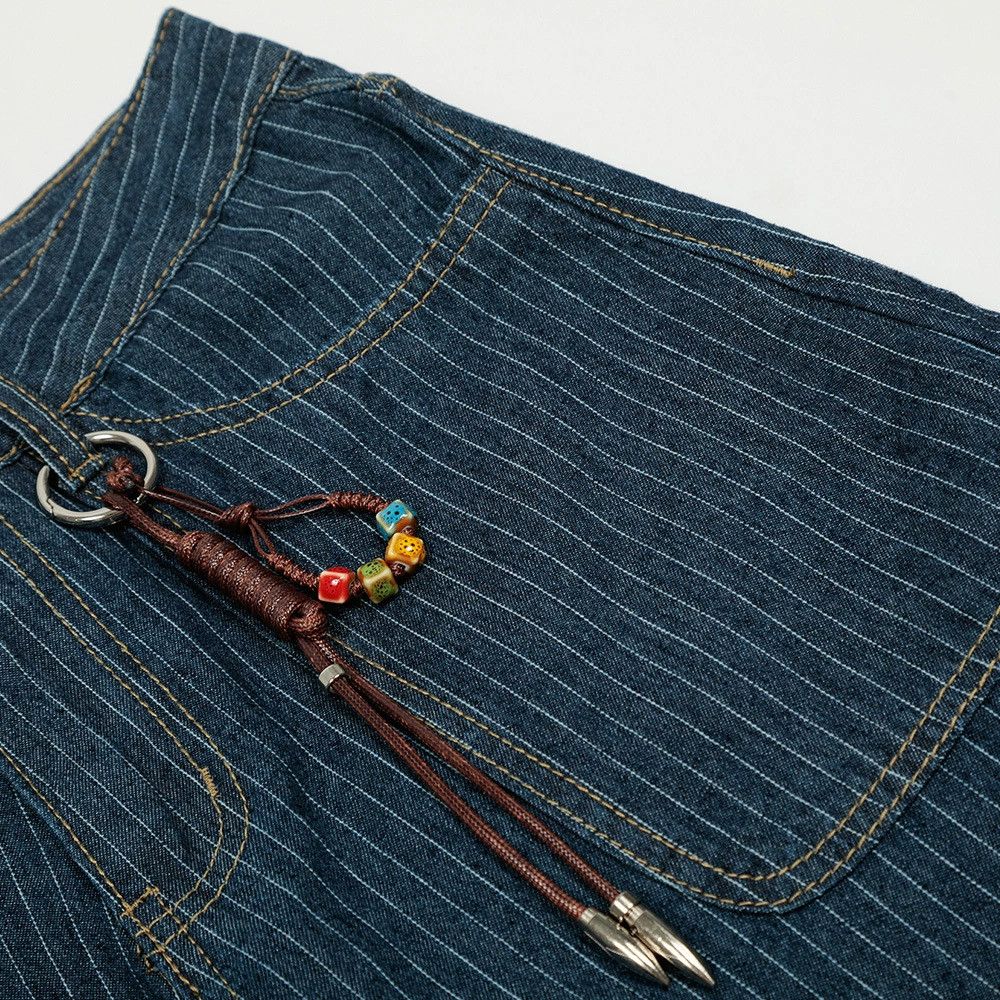 Jean Men's loose street wide-leg striped workwear sickle jeans Size US 32 / EU 48 - 4 Thumbnail