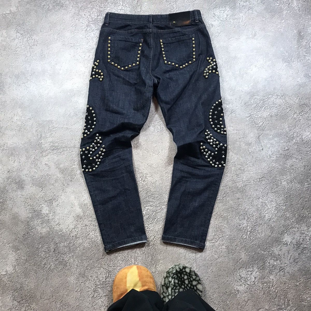 Vintage Vintage Y2K Studded Distressed Low Rise Flared Jeans Swag 27 Size 27" / US 4 / IT 40 - 6 Thumbnail