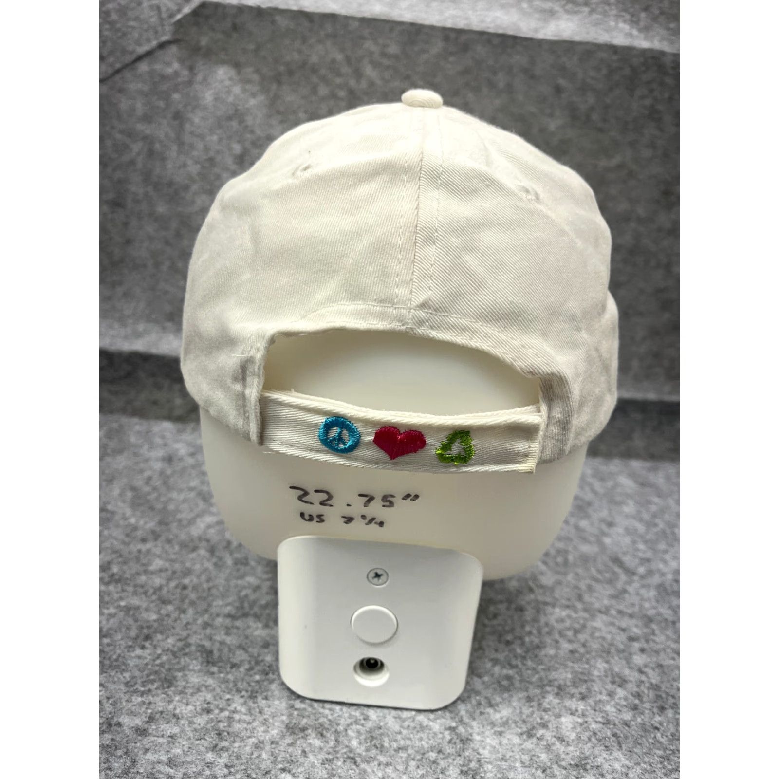 Vintage Peace Love Recycle Hat Cap Strap Back White One Size Adult 100% Cotton Size ONE SIZE - 6 Thumbnail