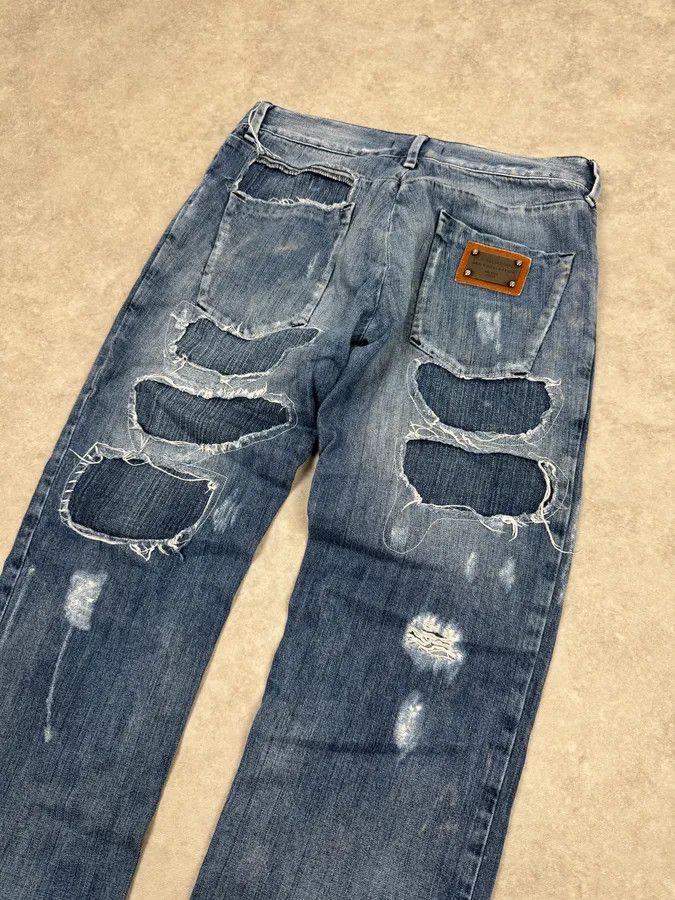 Dolce & Gabbana 2000s Dolce & Gabbana Blue Destroyed Denim Jeans Size US 30 / EU 46 - 10 Thumbnail