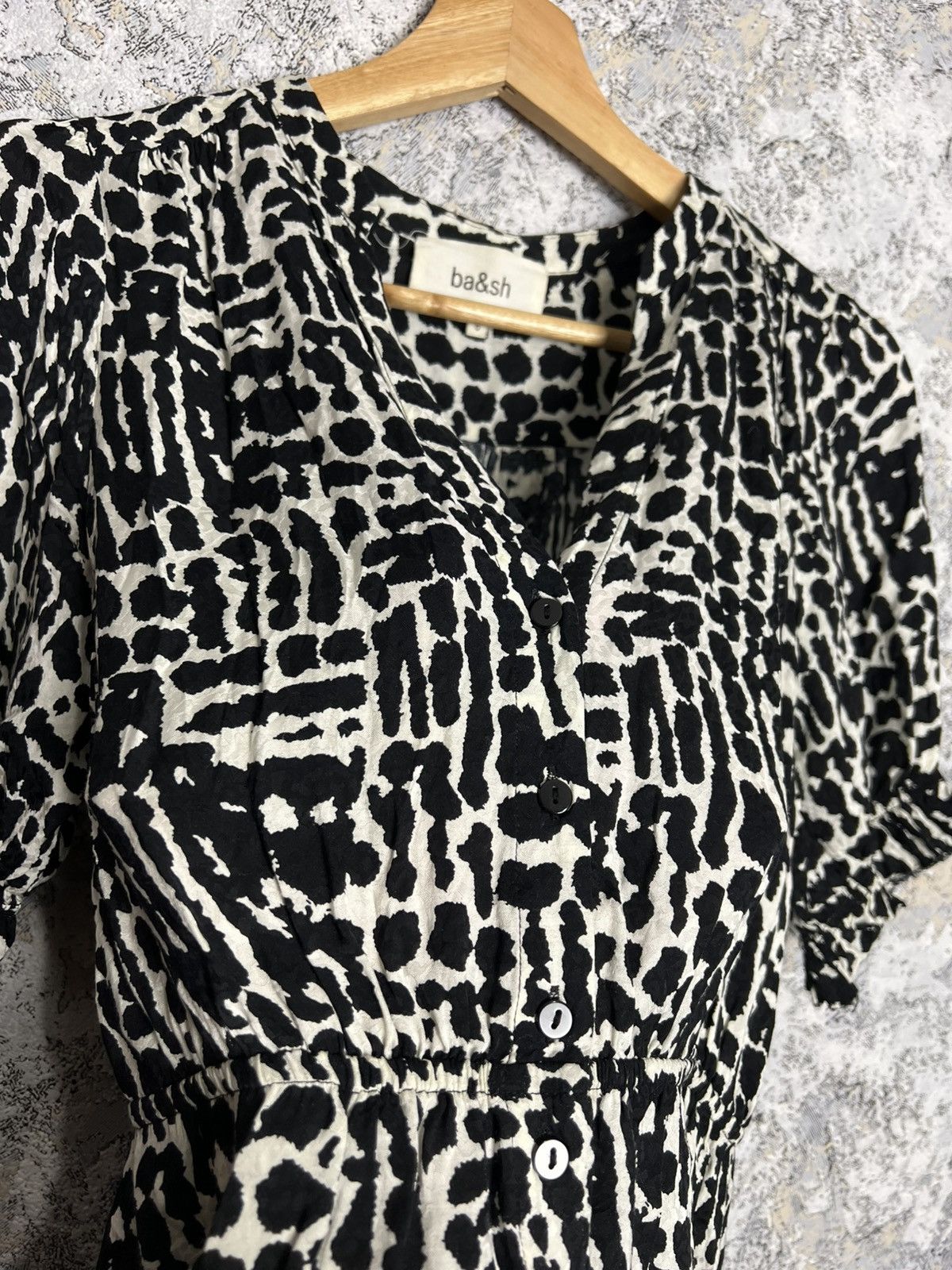 Designer × ba&sh Ba&sh Dress Womens Print Retro Short Sleeve Mini Read Size 0 Size XS / US 0-2 / IT 36-38 - 4 Thumbnail