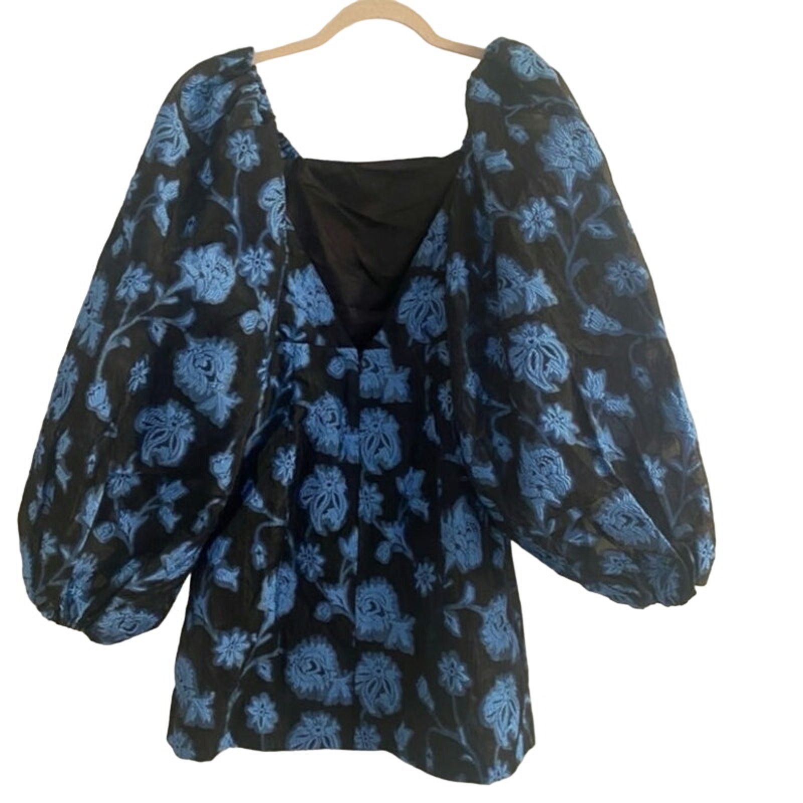 Free People New FREE PEOPLE Aureta Georgia Mini Dress $268 XS Black/Blue Size XS / US 0-2 / IT 36-38 - 9 Thumbnail
