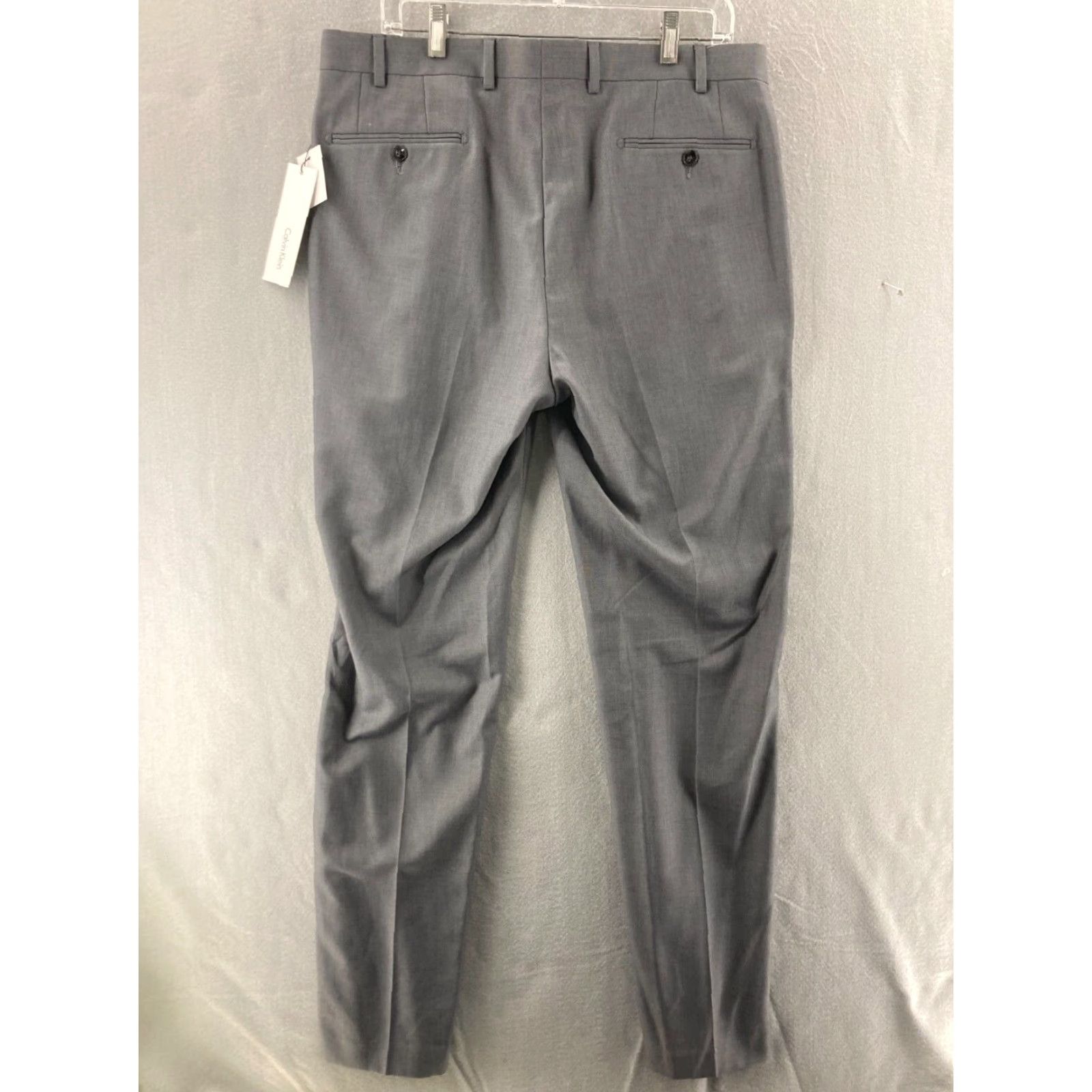 Calvin Klein Calvin Klein Dress Pants Mens 36 x 34 Slim-Fit Gray Flat Front NWT Dress Pants Mens 36 In Gray Solid 90s? Size US 36 / EU 52 - 7 Thumbnail