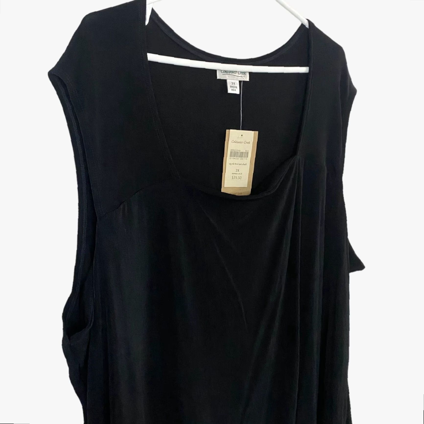Coldwater Creek Coldwater Creek Tank Top Womens 3XL Black Square Neck Travel Knit Sleeveless NEW Size XXL / US 16-18 / IT 52-54 - 4 Thumbnail
