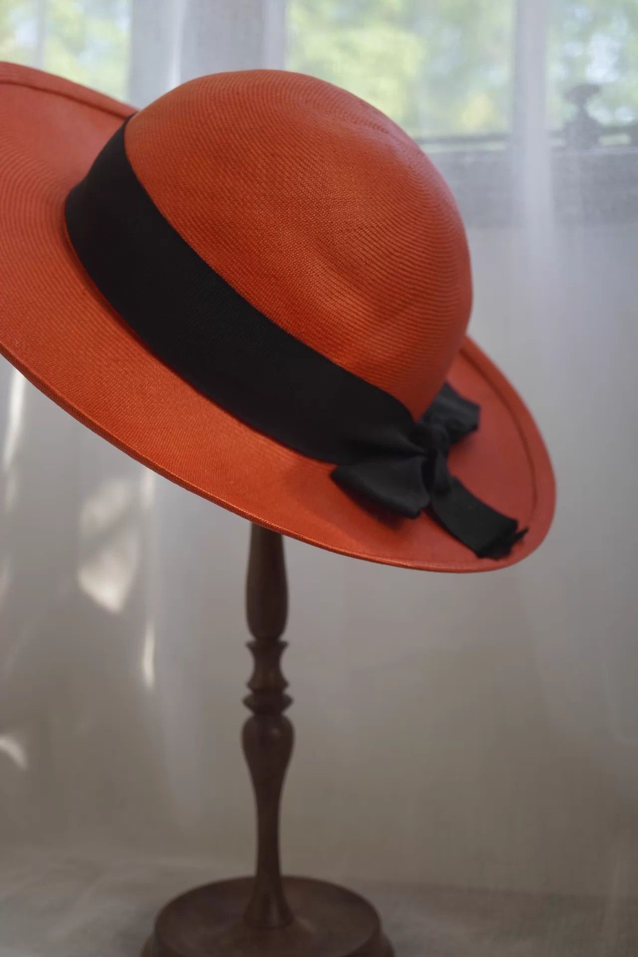 Chanel Chanel 80s Rare Orange-Red Wide-Brim Straw Hat 57 Size ONE SIZE - 3 Thumbnail