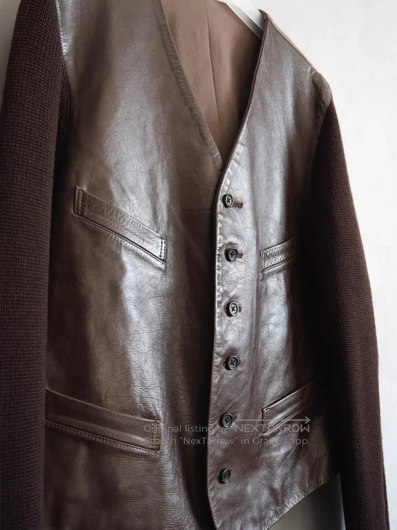 Yohji Yamamoto Yohji Yamamoto Knit and Leather Patch Short Jacket Size US S / EU 44-46 / 1 - 2 Thumbnail