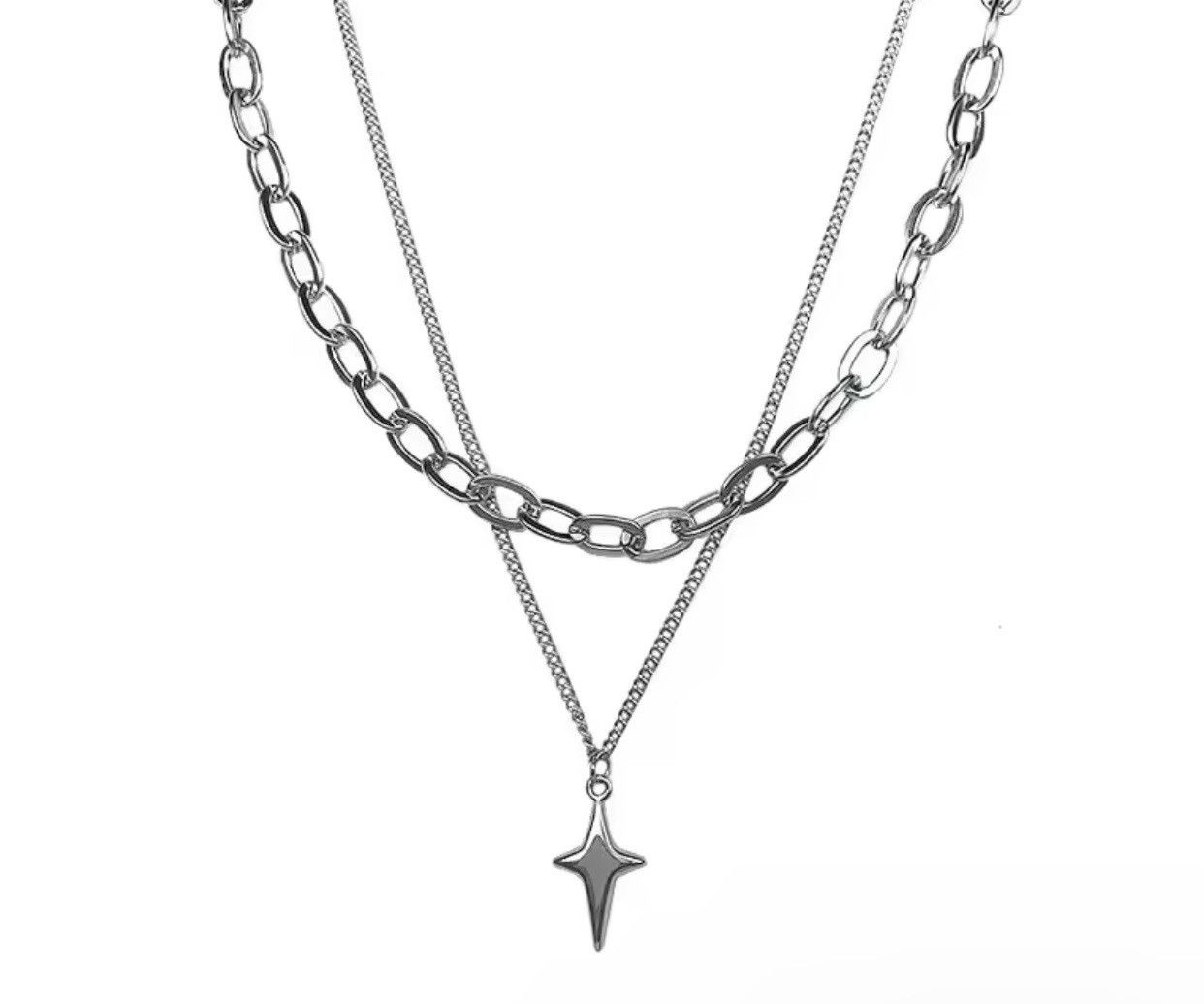 Jewelry Star Chain Necklace Punk Gothic Rock Size ONE SIZE - 3 Thumbnail
