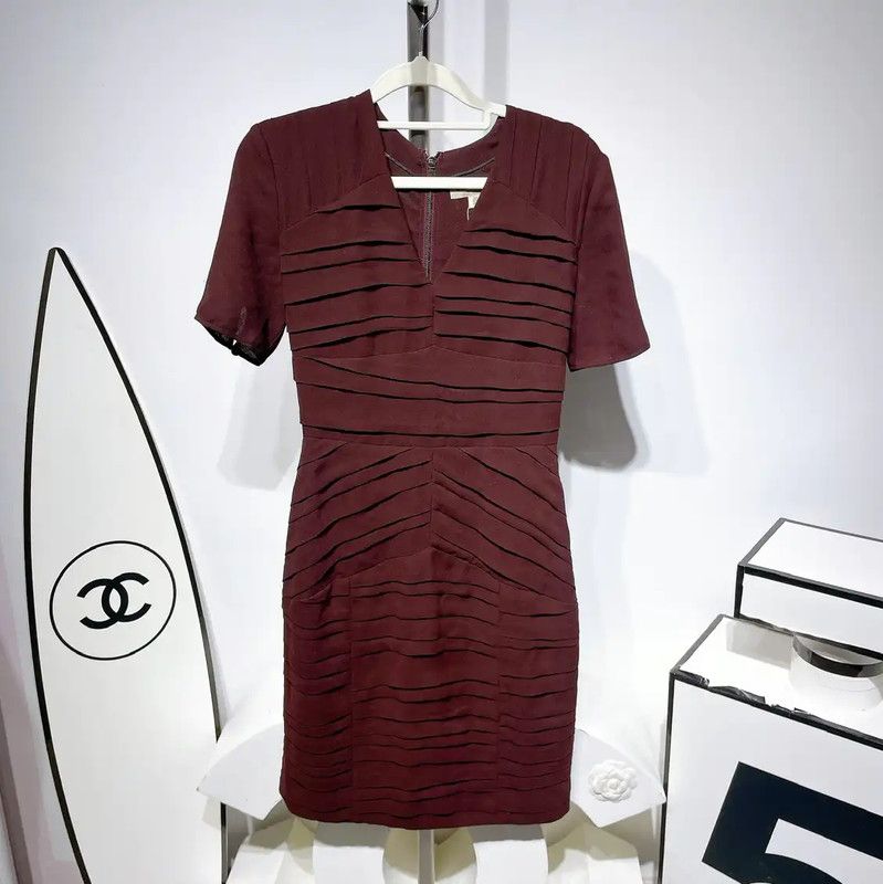 Burberry Burberry Summer Burgundy Silk Blend Dress Size S / US 4 / IT 40 - 1 Thumbnail