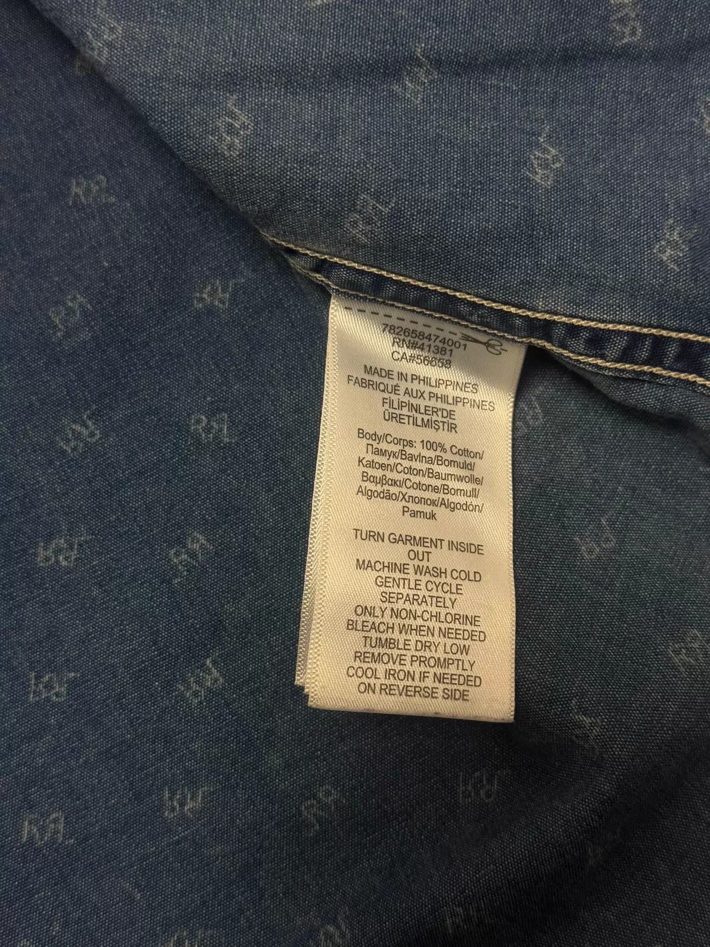 RRL Ralph Lauren Men's RRL Double RL Indigo Logo Shirt L Size US L / EU 52-54 / 3 - 5 Thumbnail