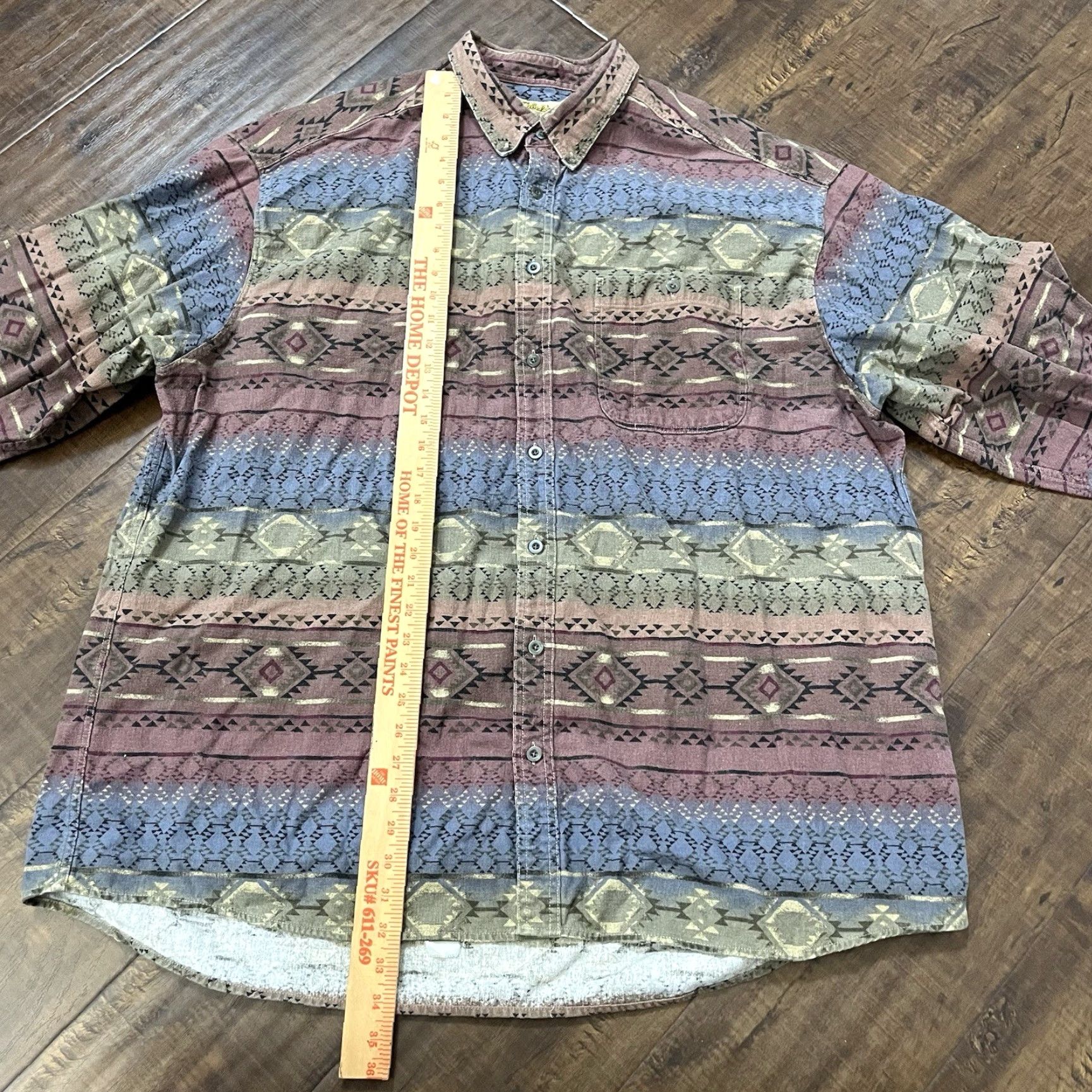 Vintage VINTAGE Cabela's Western Shirt Men 3XL Cotton Blend Aztec Chamois Button-Up Long Sleeve Plaid Cowboy Size US XXL / EU 58 / 5 - 6 Thumbnail