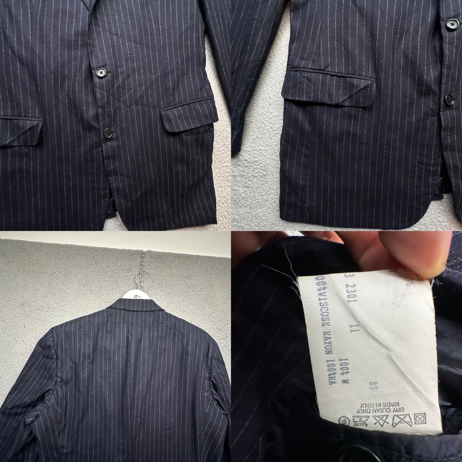 Brooks Brothers Brooks Brothers Pinstripe Wool Suit Jacket Mens 42 Long Navy Blue Italy Wool Jacket Coat Suit hình? Size 42R - 9 Thumbnail
