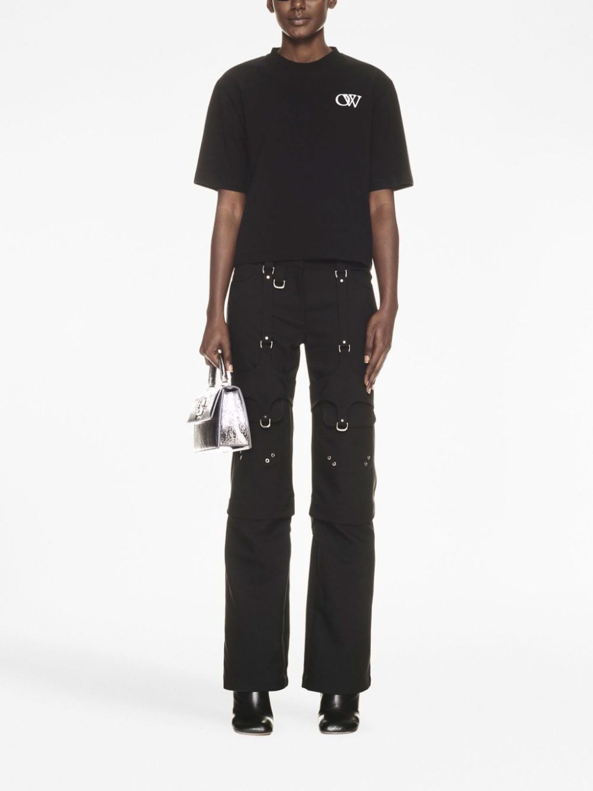 Off-White o1gr1nt0325 Flock OW Basic T-Shirt in Black Size XS / US 0-2 / IT 36-38 - 2 Thumbnail
