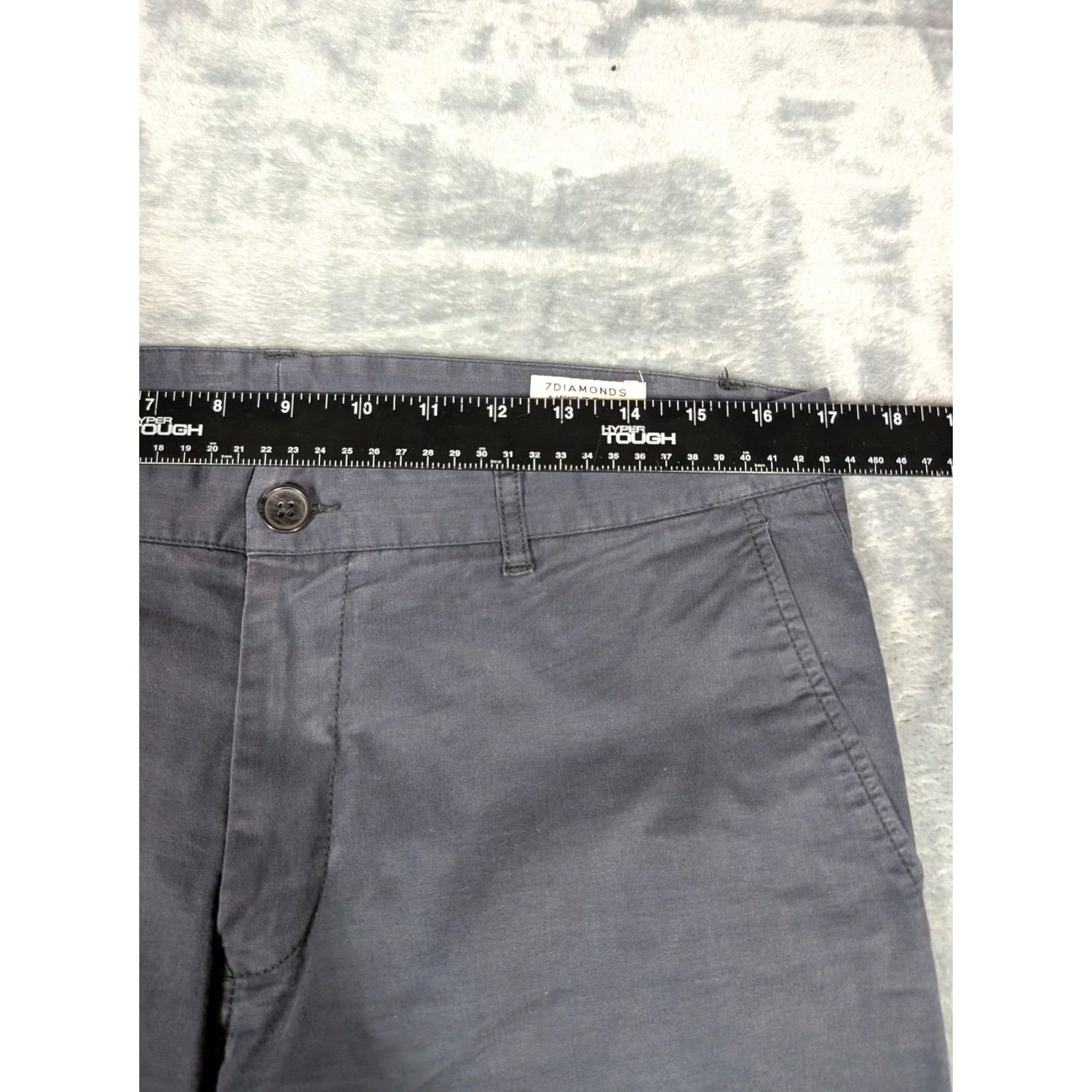 Vintage 7Diamonds Pants Mens 31x32 Gray Chino Straight Leg Casual Stretch Regular Front Zip Belt Loops Pockets Mens Size US 31 - 2 Thumbnail