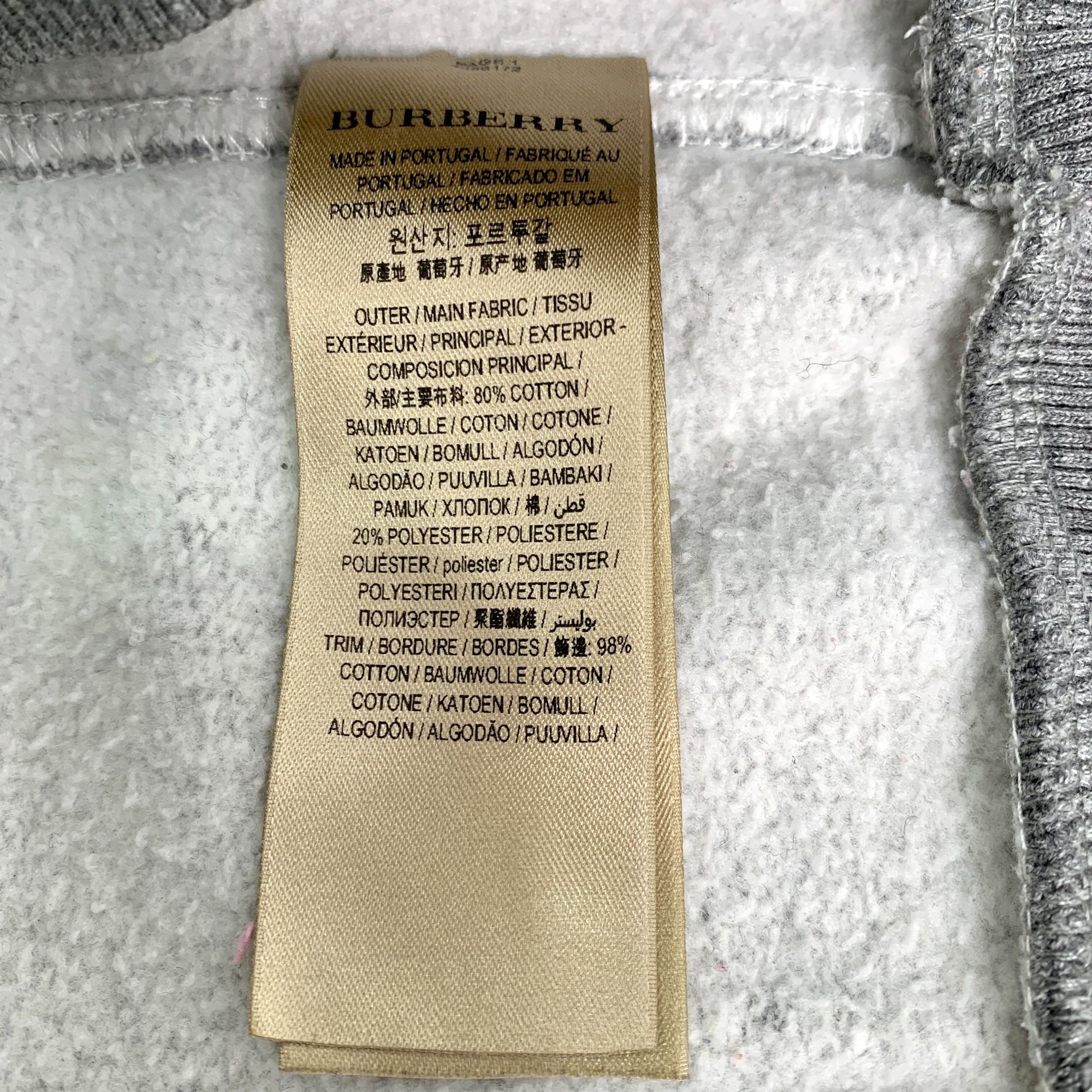 Burberry Burberry Grey Logo Embroidery Crewneck Cotton Sweatshirt (Si Size L / US 10 / IT 46 - 4 Thumbnail