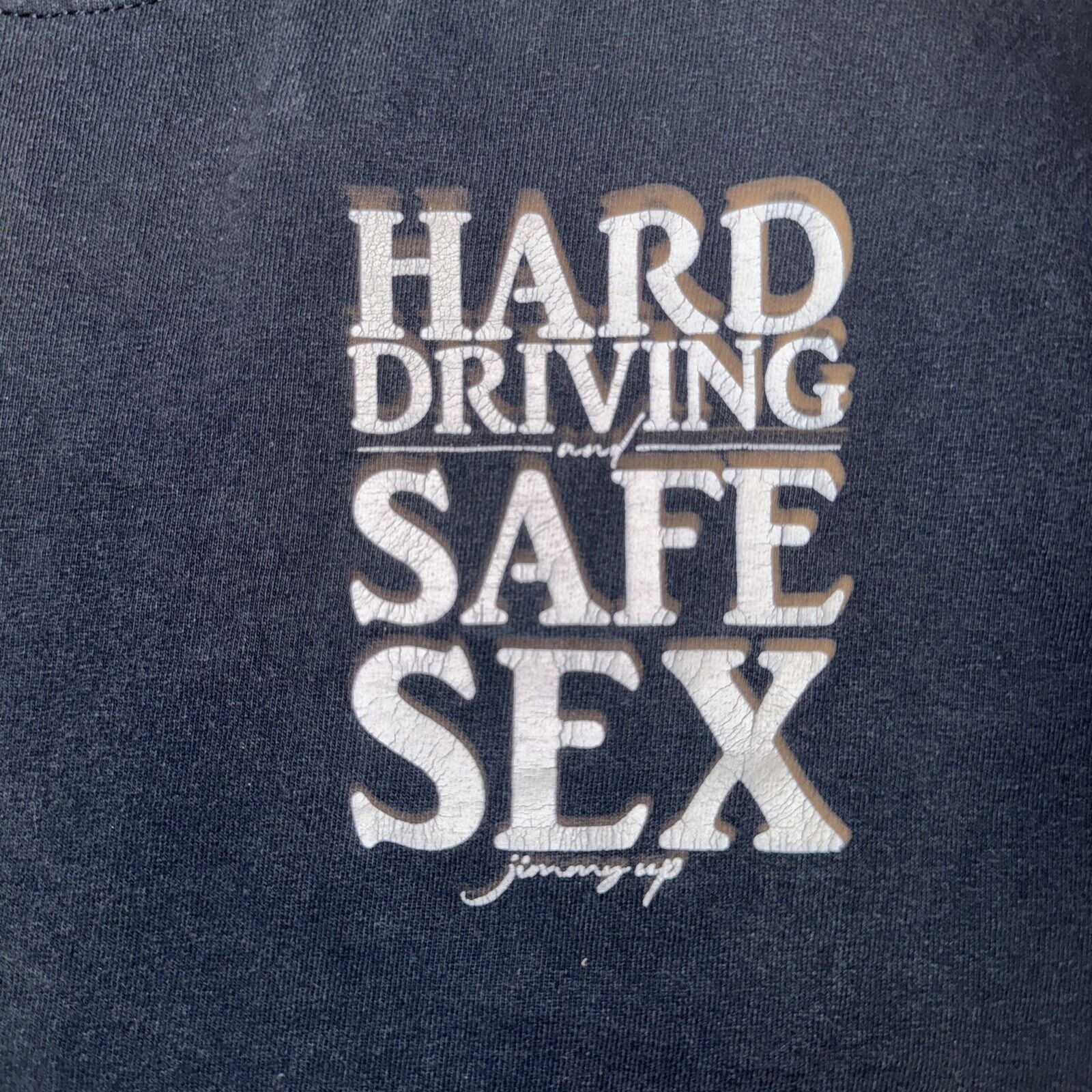 Japanese Brand × Vintage Vintage Jimmy Up Hard Driving And Safe Sex T-Shirt 19x26 M Size US M / EU 48-50 / 2 - 4 Thumbnail