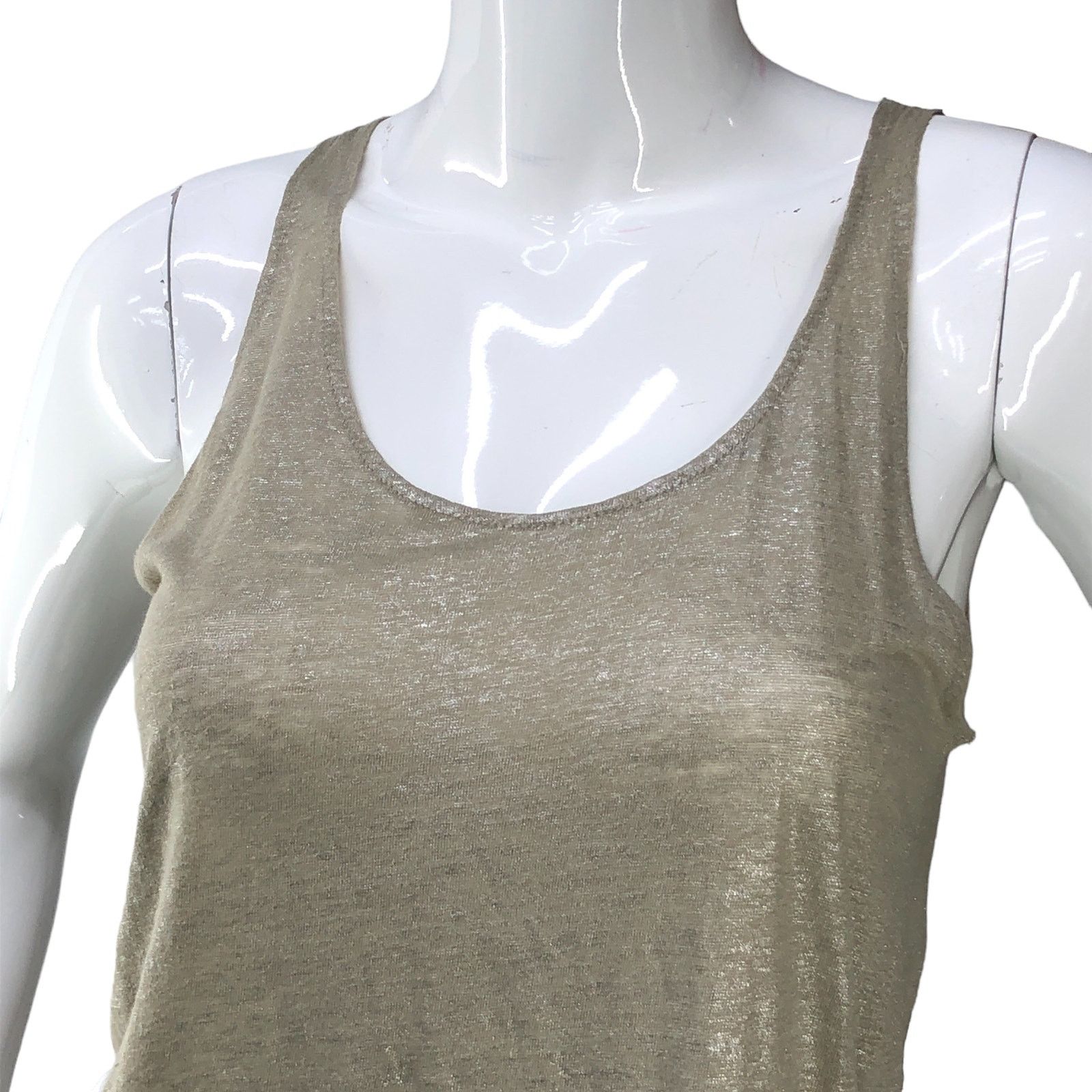 MAJESTIC FILATURES Majestic Paris Size 1 US XS Tank Top Linen Scoop Neck Khaki Size XS / US 0-2 / IT 36-38 - 2 Thumbnail