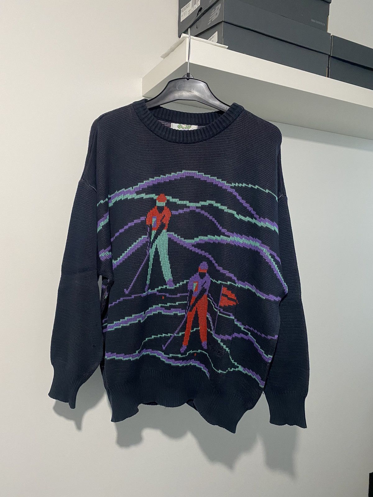 Adidas × Vintage Adidas Golf L Vintage Jumper Sweater 80s All over Print y2k Size US L / EU 52-54 / 3 - 3 Thumbnail