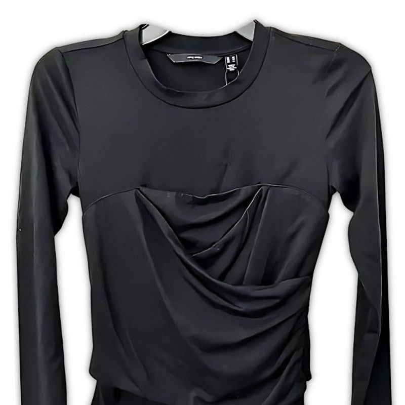 Other Vero Moda Nelly Top Ruched Knit Long Sleeves Black XS NWT Size XS / US 0-2 / IT 36-38 - 3 Thumbnail