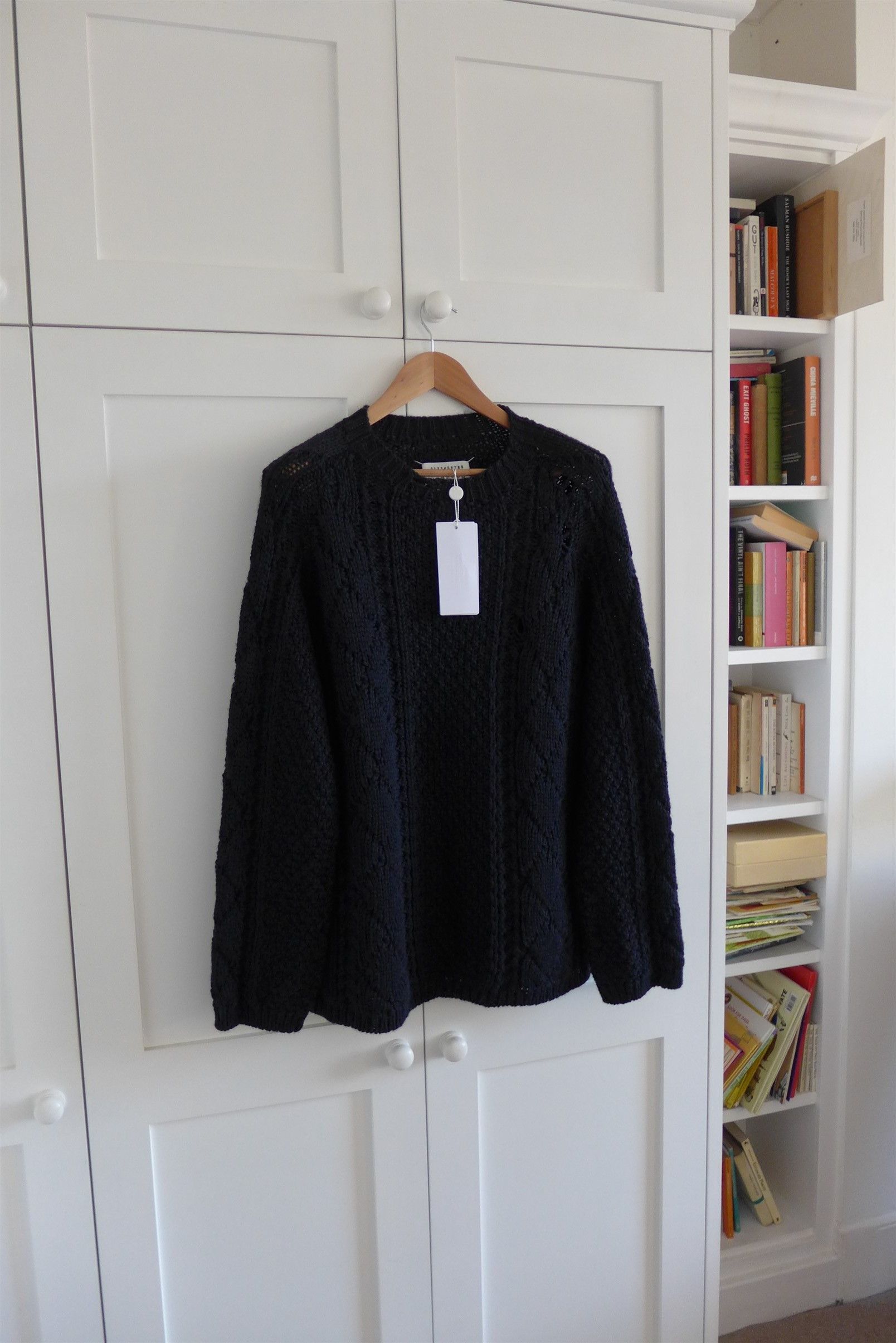 Maison Margiela Margiela Distressed Cable Knit Sweater - Navy Wool Size US M / EU 48-50 / 2 - 1 Thumbnail
