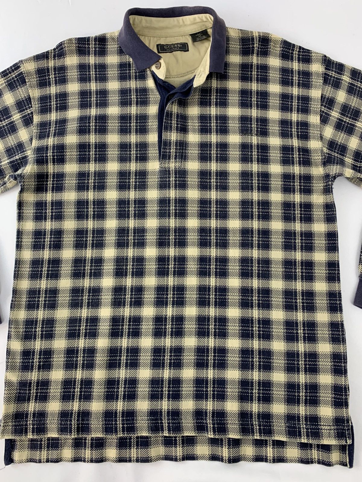 Guess 90s Guess Classic Plaid Checked Longsleeve Polo Tee Tshirt Size US XL / EU 56 / 4 - 3 Thumbnail