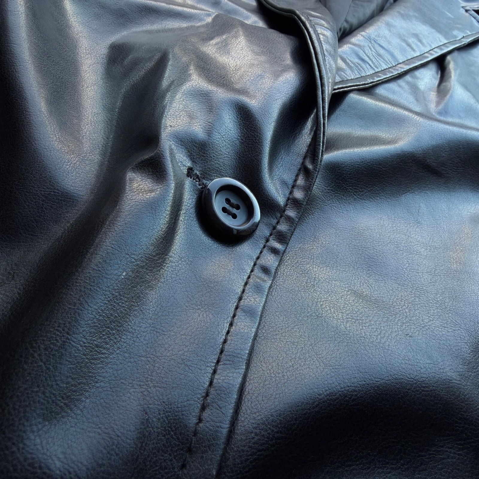 Other Vintage 90s Dumas Black Leather Blazer Jacket Minimalist Size ONE SIZE - 4 Thumbnail