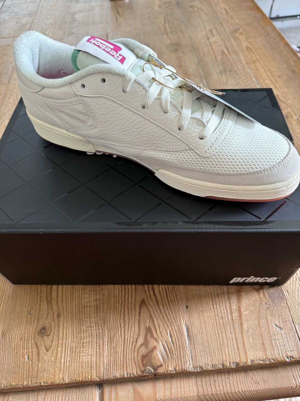 Reebok Reekbok x Prince Club C 85 Shoes White/Pink/Green Size 13 Size US 13 / EU 46 - 3 Thumbnail