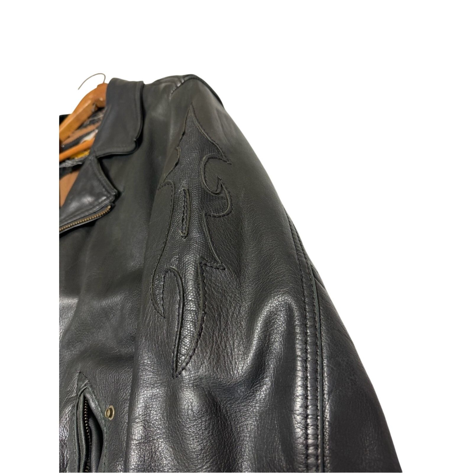 Harley Davidson Vintage Harley Davidson Men’s Stitched Flame Leather Jacket Size US L / EU 52-54 / 3 - 3 Thumbnail