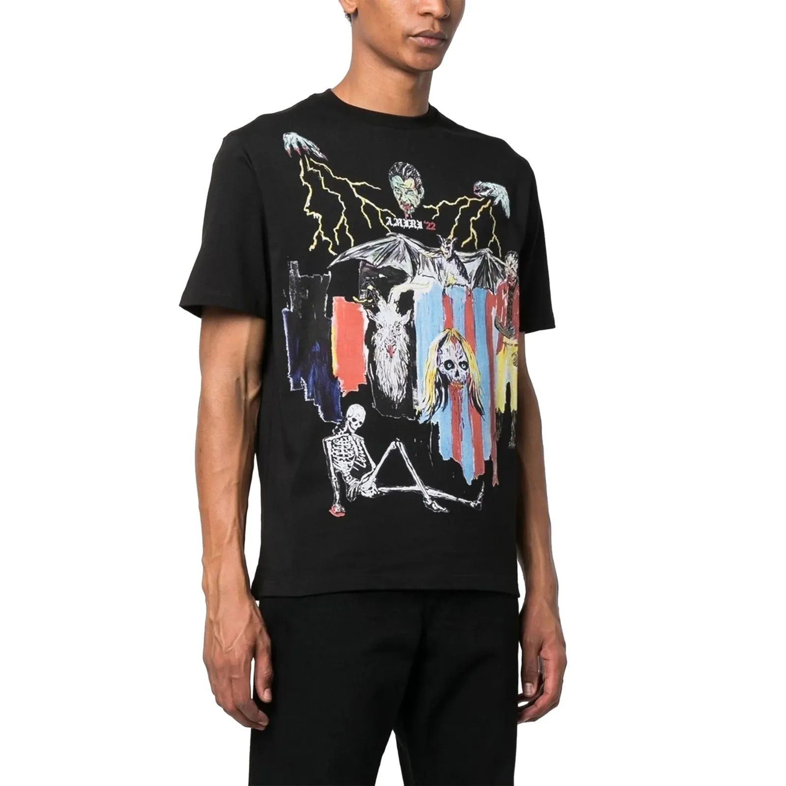 Amiri × Wes Lang o1w1db10125 Blood Short Sleeve T-Shirt in Black Size US M / EU 48-50 / 2 - 3 Thumbnail