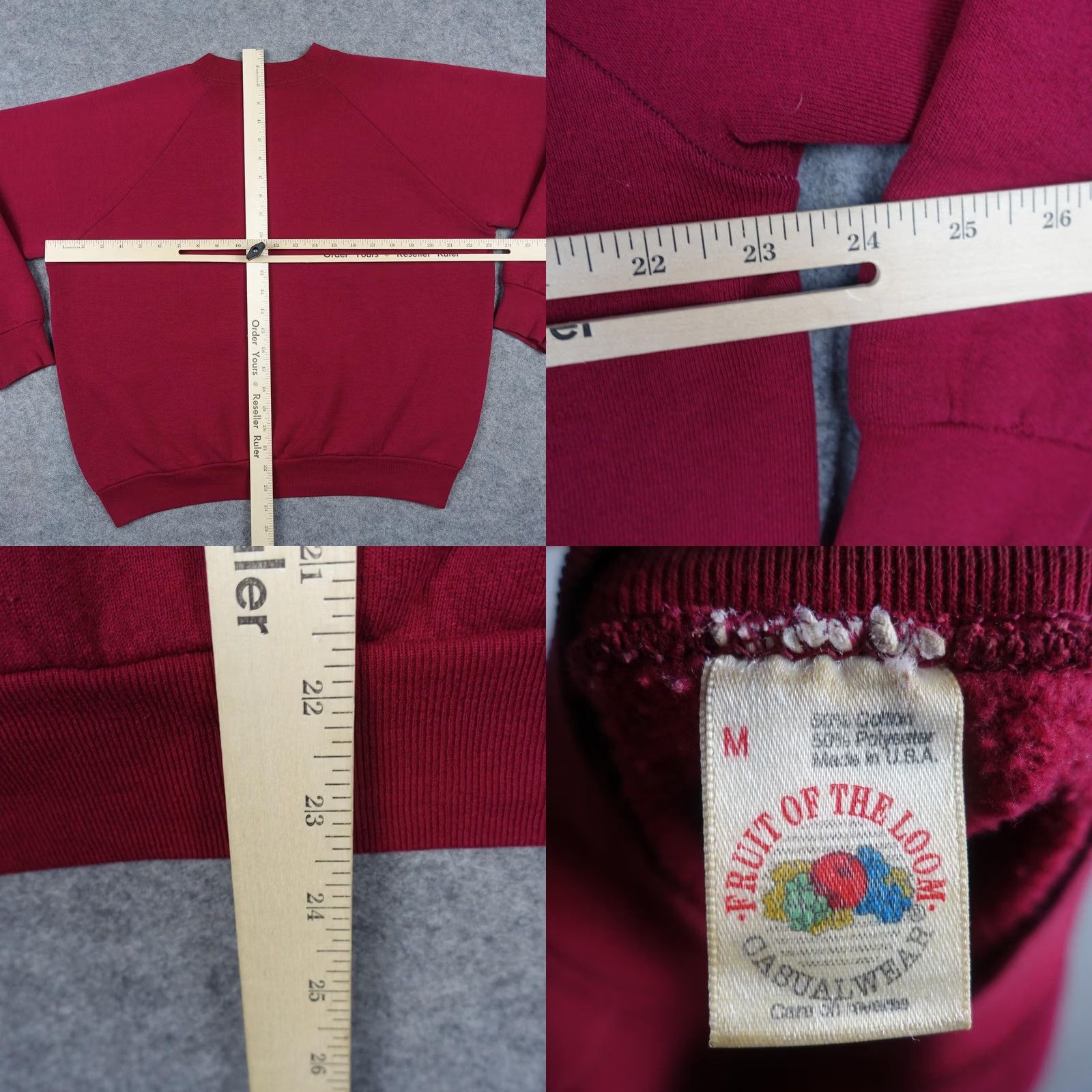 Fruit Of The Loom VINTAGE Fruit Of The Loom Sweatshirt Mens M Red Pullover Crewneck USA Blank Size US M / EU 48-50 / 2 - 8 Thumbnail