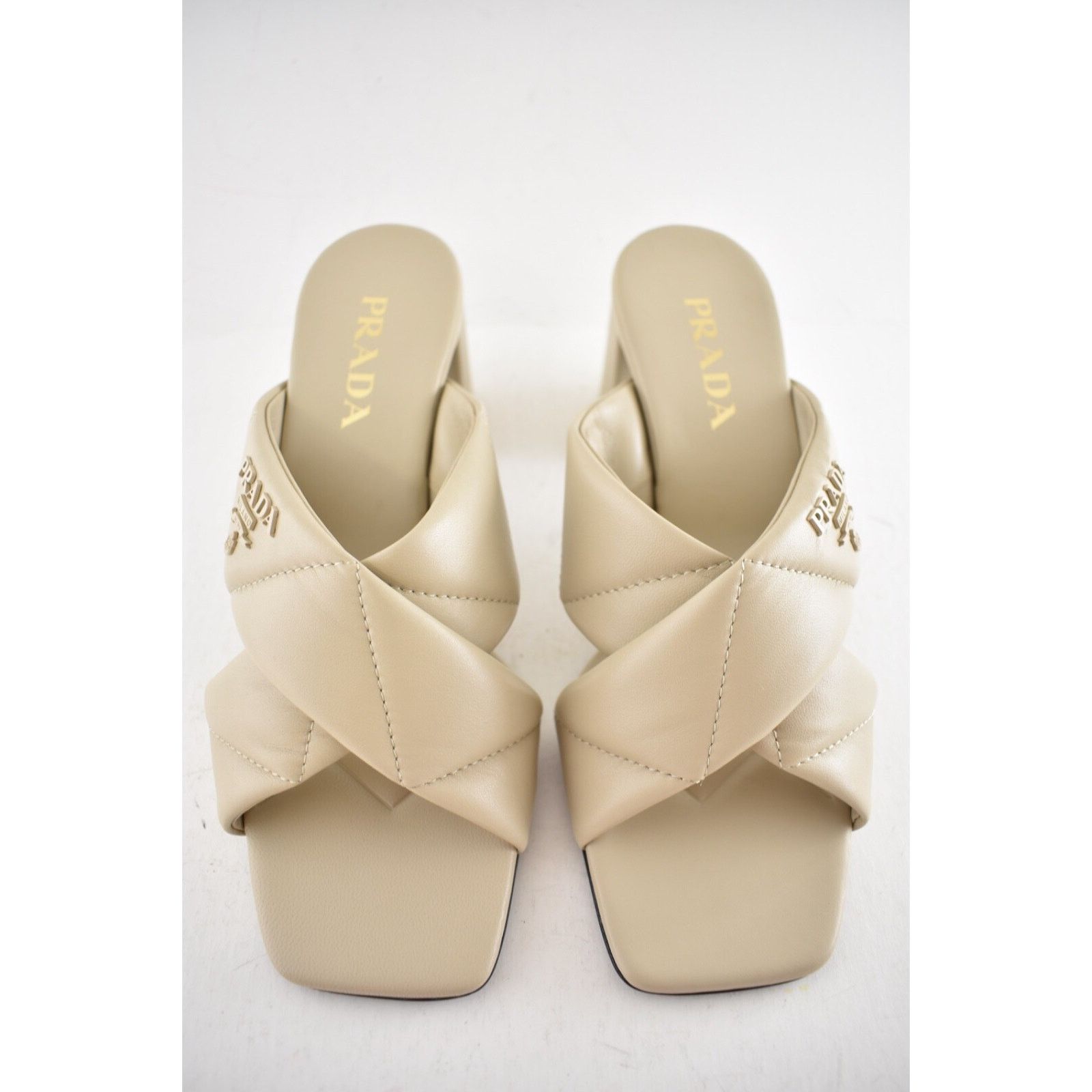 Prada Prada Deserto 65mm Quilted Criss Cross Logo Slide Sandal Size US 10.5 / IT 40.5 - 8 Thumbnail