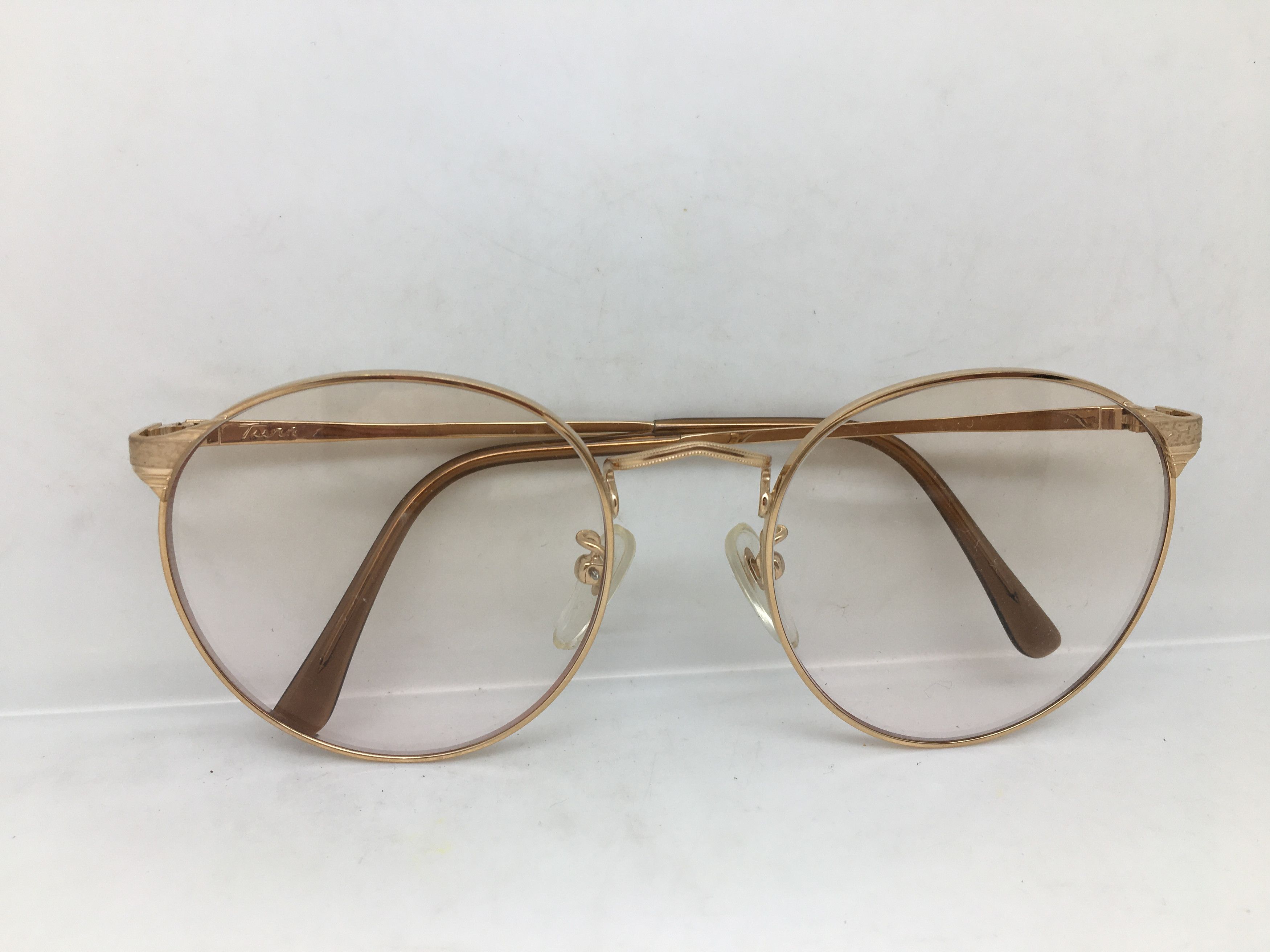 Vintage Vintage 80s TURA Gold Round Eyeglasses Frame Size ONE SIZE - 8 Thumbnail