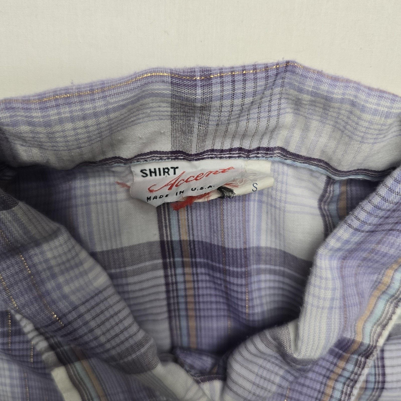 Vintage Vintage Accent Shirt S Purple Plaid Lurex Button Down 80s Size S / US 4 / IT 40 - 6 Thumbnail