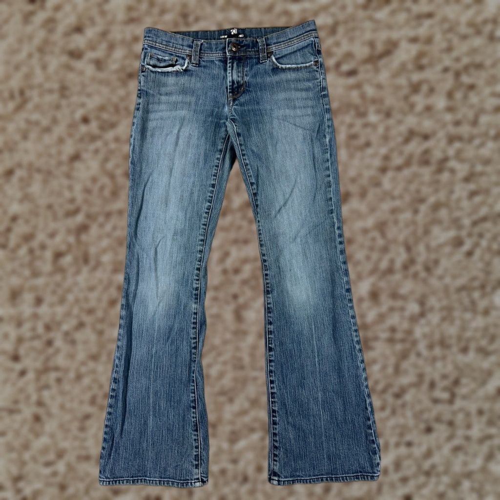 Vintage New York & Company Jeans Women 2 Blue Denim Flared Low Rise 5-Pocket Cotton Blend Denim Blue Size 26" / US 2 / IT 38 - 1 Thumbnail