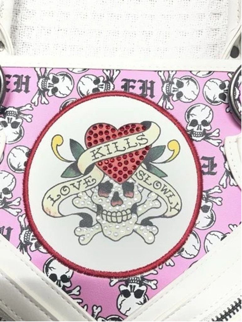 Ed Hardy E Hardy Love Kills Slowly Skull Tatoos Shoulder Tato Bag M Size ONE SIZE - 8 Thumbnail