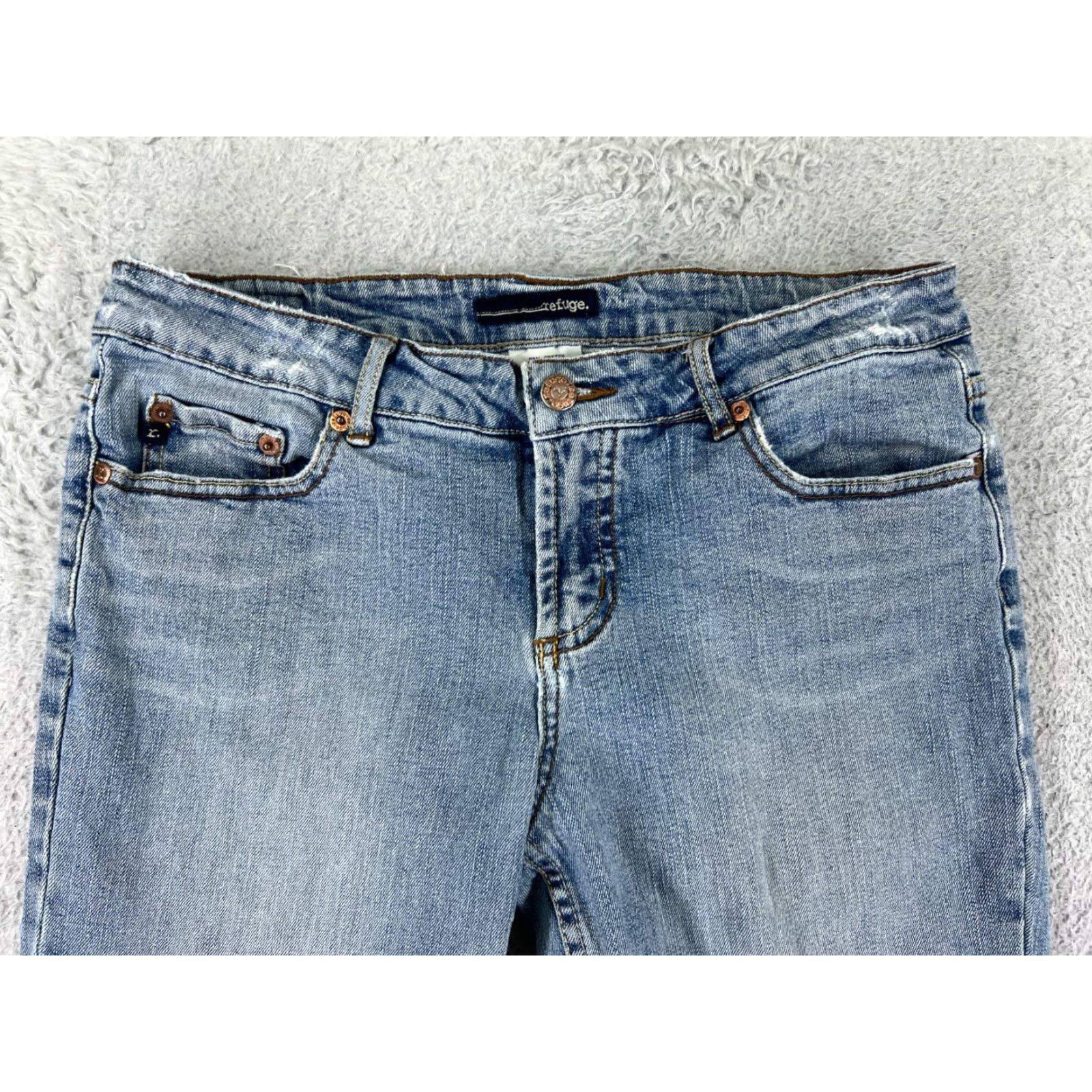 Vintage Refuge Women's Flared Jeans Pants 28x30 Low Rise Blue Denim Cotton Blend Stretch Vintage Style Size 30" / US 8 / IT 44 - 6 Thumbnail
