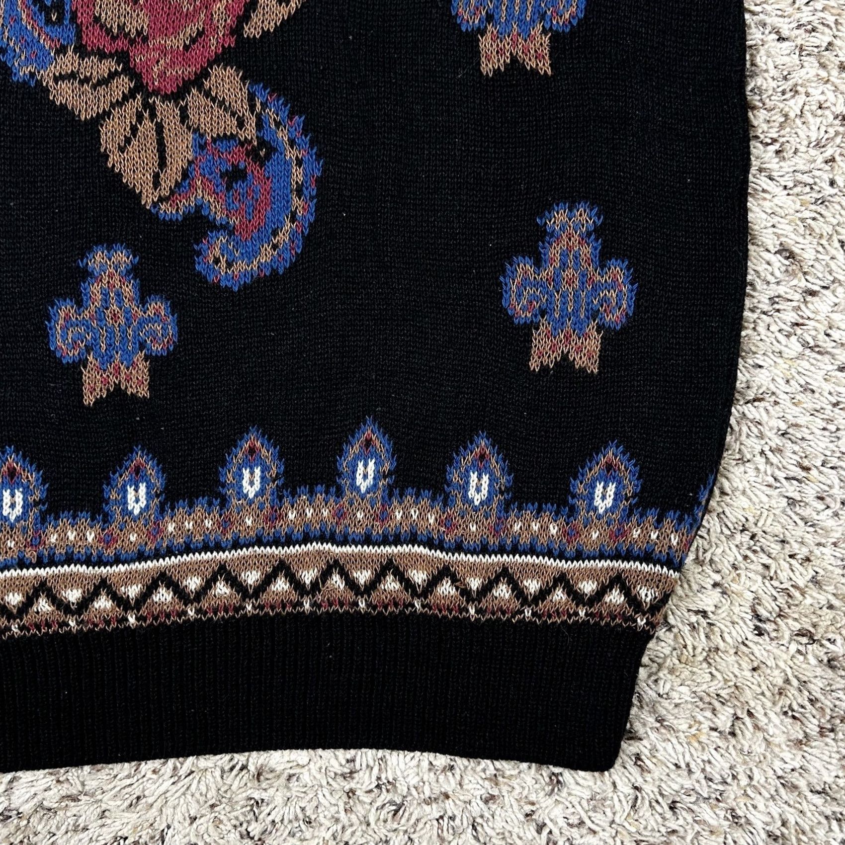 Vintage VINTAGE Cape Cod Stylish Floral Black Knit Sweater Womens L Sweater Crew Neck Short Sleeve 90s USA Floral Cap e Cod Womens Large Size L / US 10 / IT 46 - 5 Thumbnail