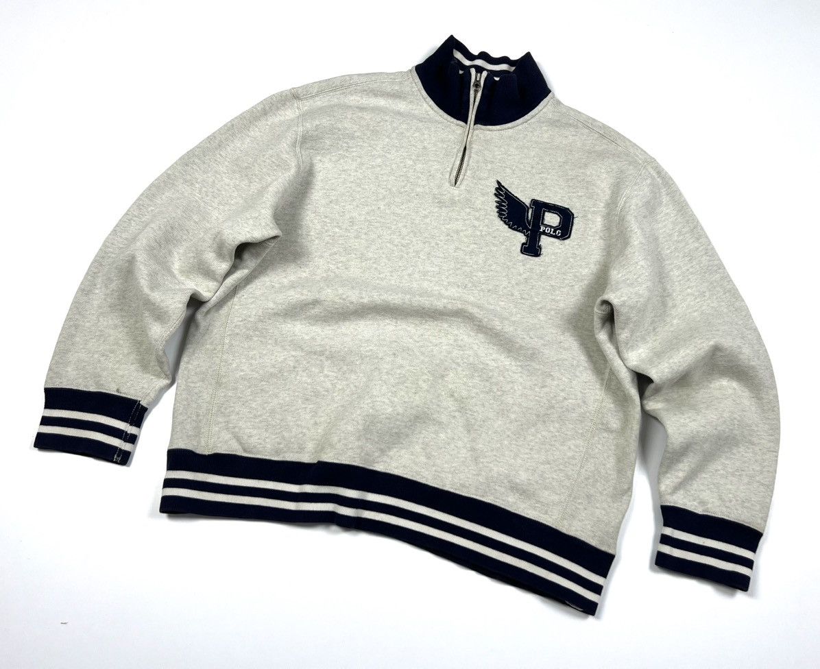 Polo Ralph Lauren × Rugby Ralph Lauren × Vintage Vintage Polo Ralph Lauren P Wing Logo Cotton 1/4 Zip Size XL Size US XL / EU 56 / 4 - 2 Thumbnail