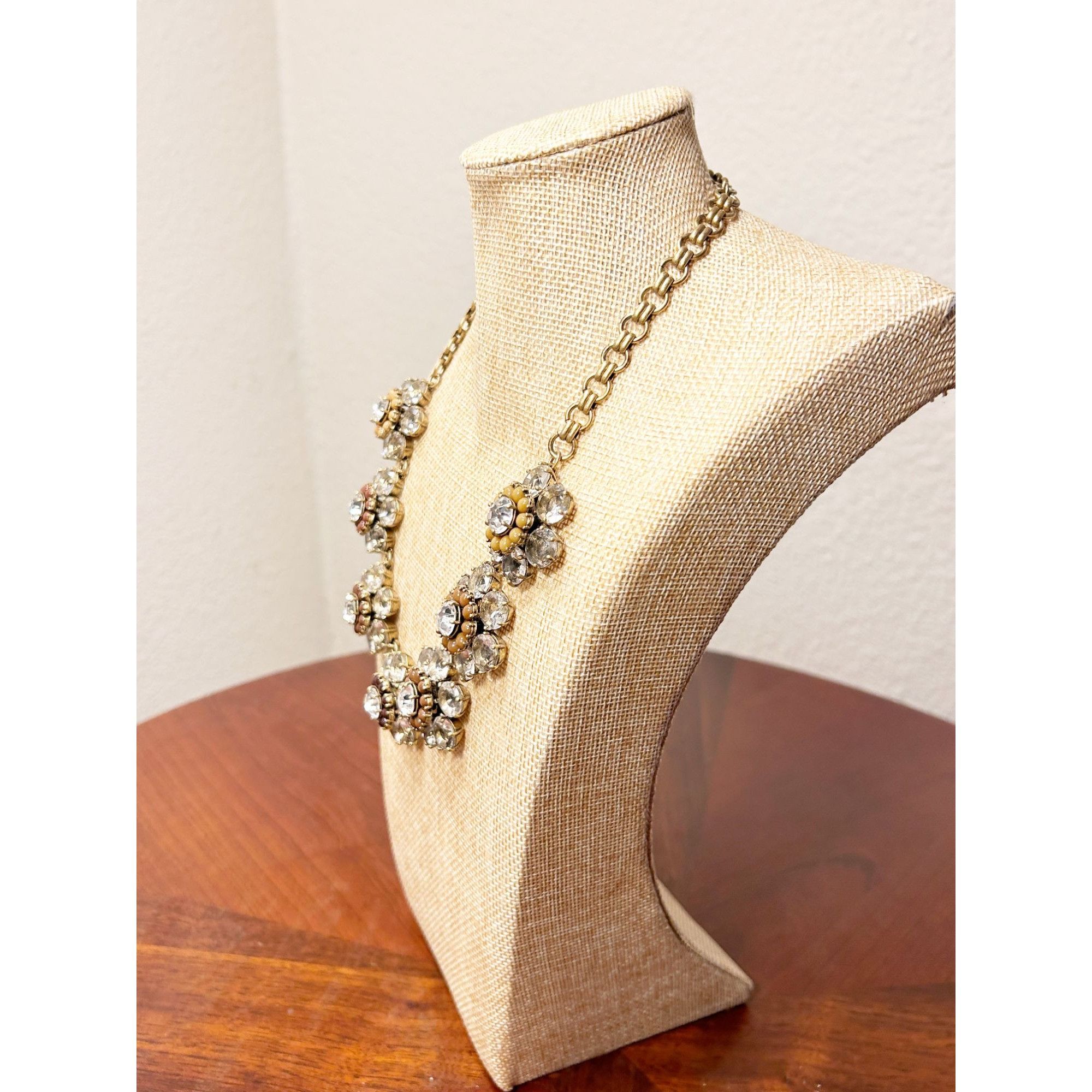 J.Crew J. Crew Floral Crystal Rhinestone Statement Necklace Size ONE SIZE - 3 Thumbnail