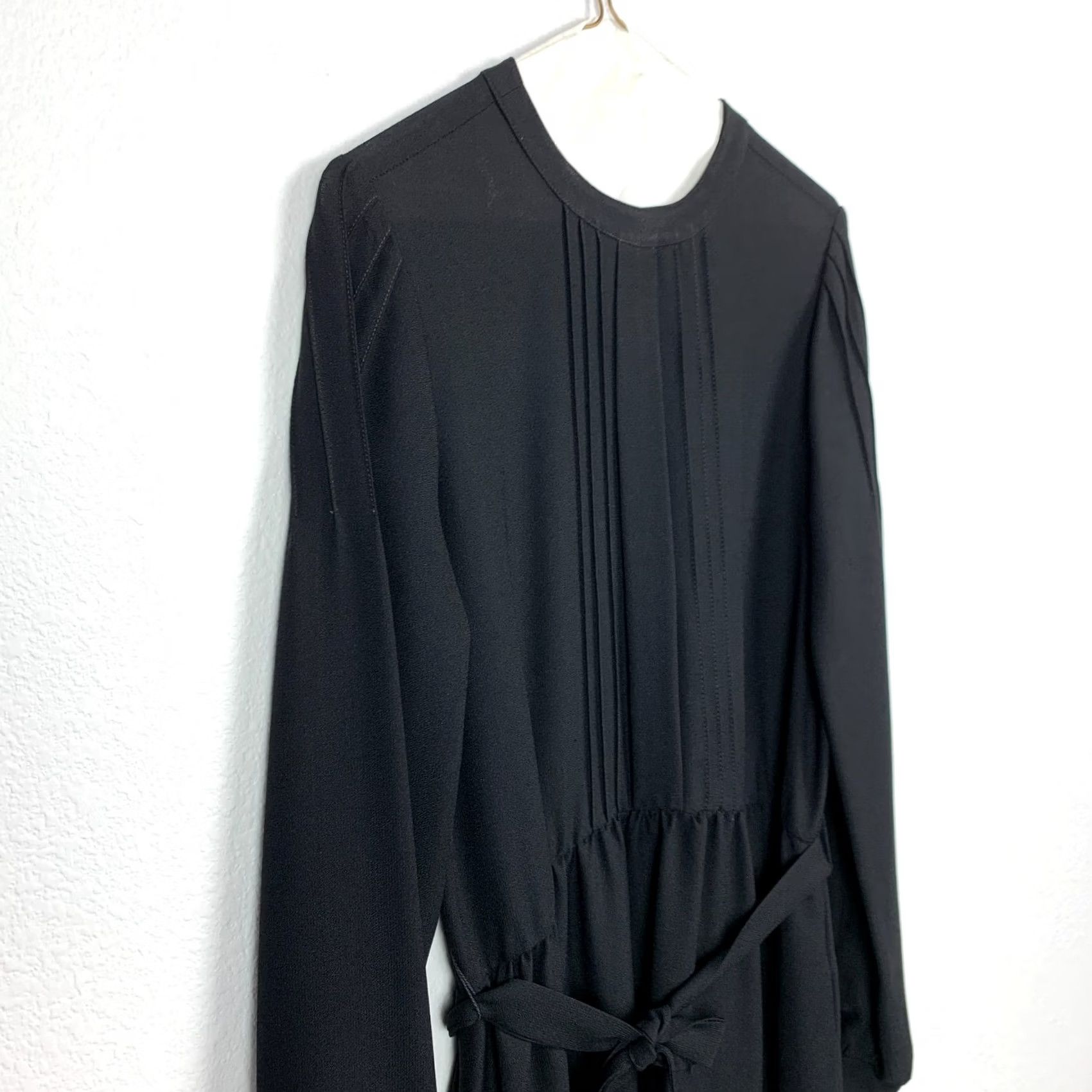Vintage VINTAGE The Hirsh Girl Shirt Dress Womens 1970s Black Twee Fit Flare Belted Secretary Dress Size 8 Size XXL / US 16-18 / IT 52-54 - 2 Thumbnail