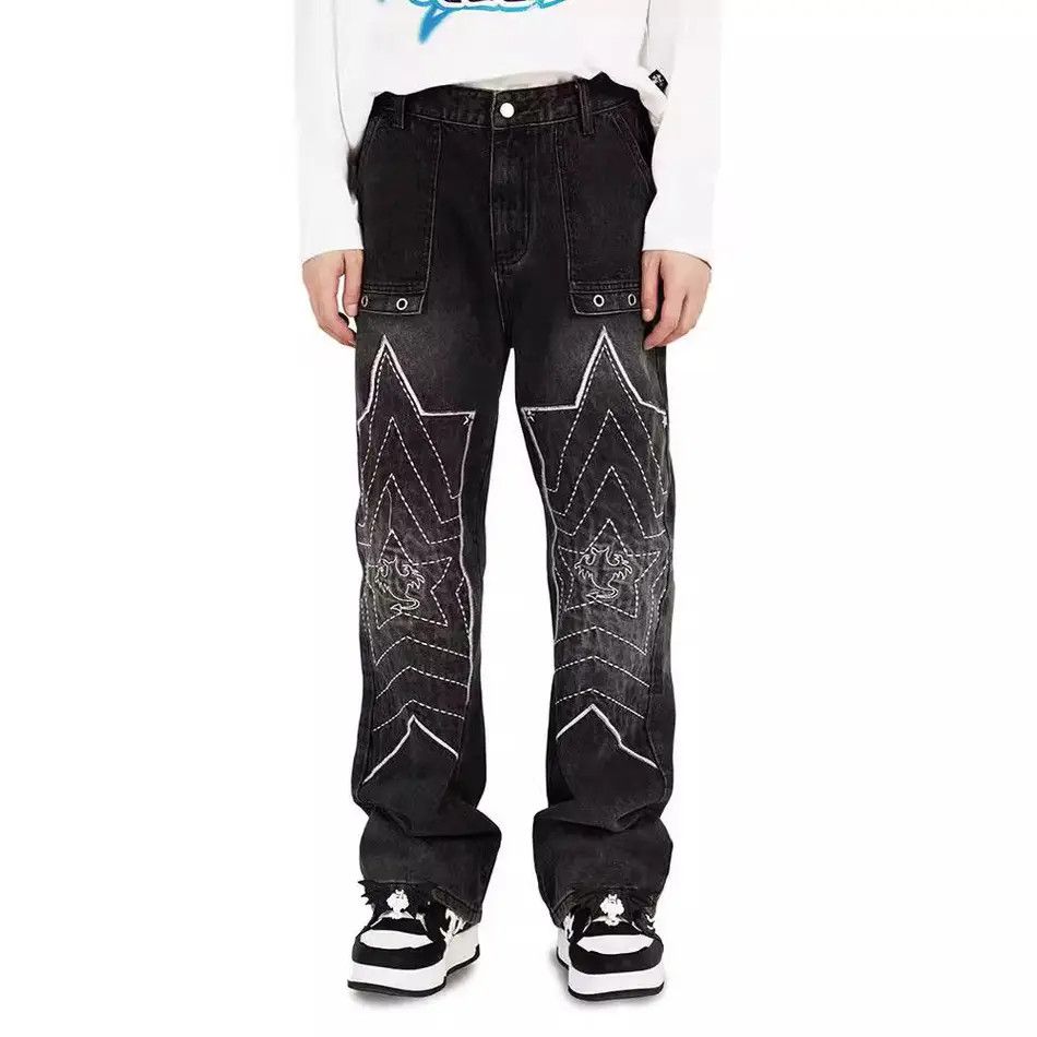 Japanese Brand × Jean Retro loose embroidered jeans Size US 32 / EU 48 - 2 Thumbnail