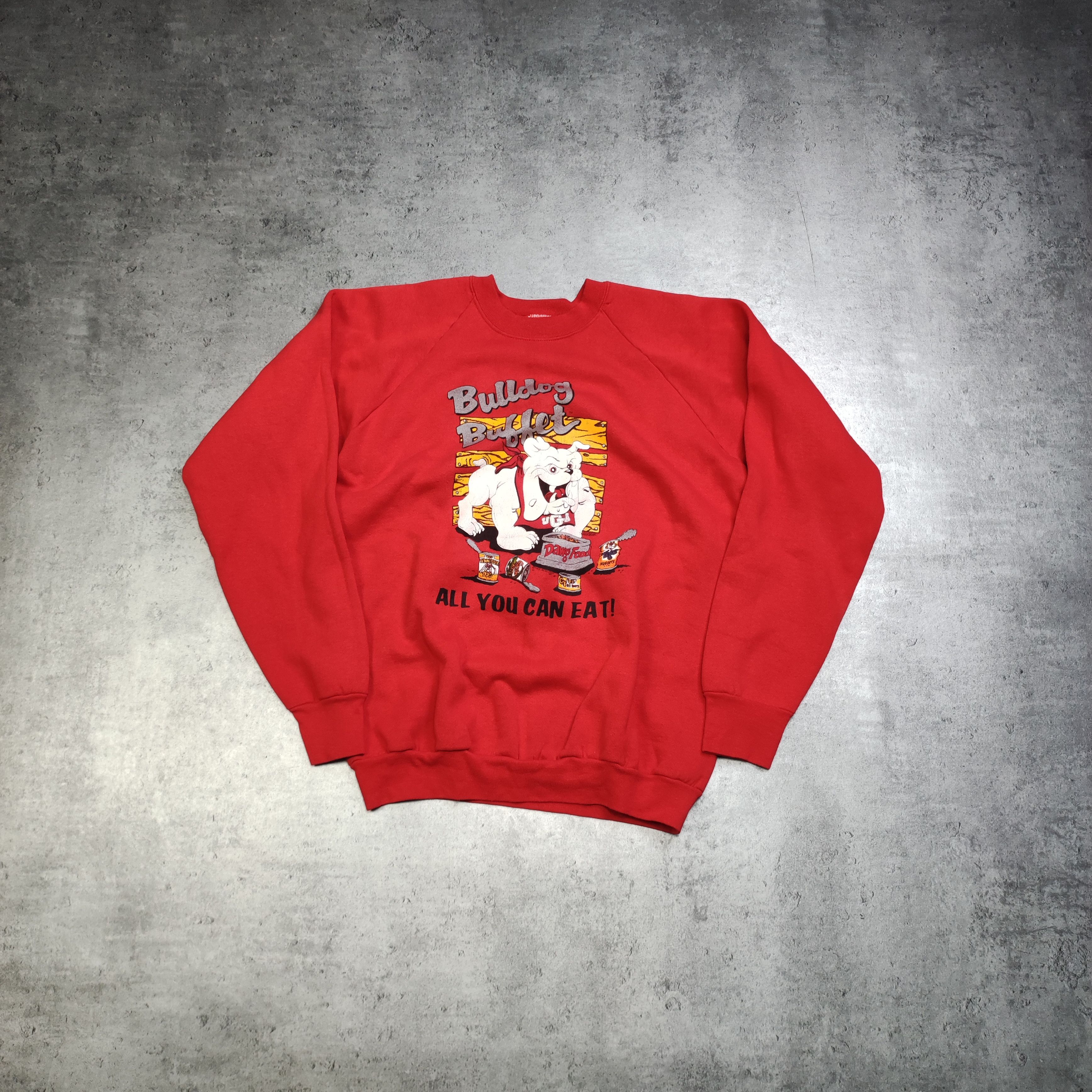 Vintage RARE OG 90s Bulldog Bubbet All You Can Eat Promo Crewneck Size US XL / EU 56 / 4 - 1 Thumbnail