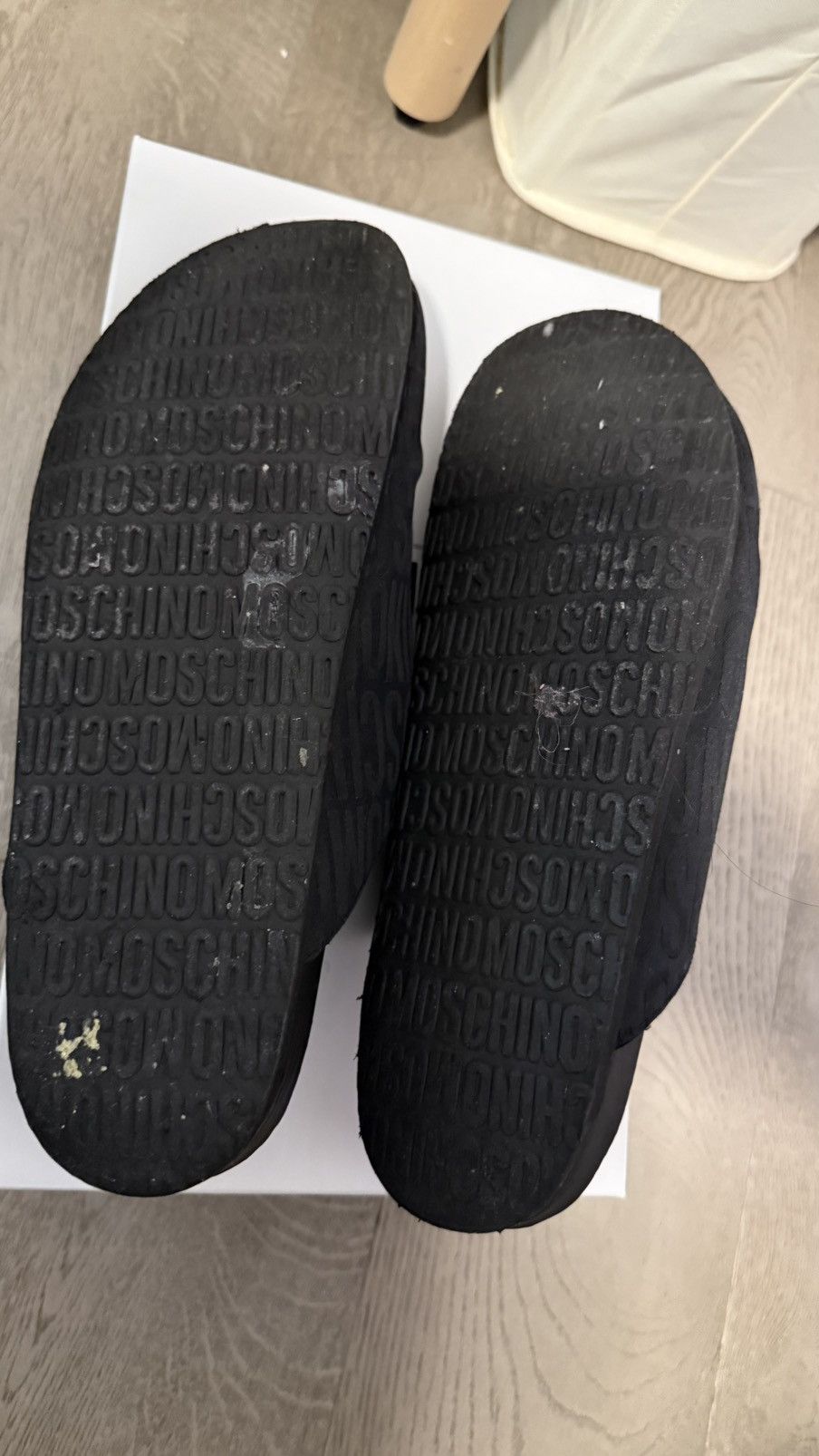 Moschino Black All-Over Logo Mules Loafers Size US 12 / EU 45 - 2 Thumbnail