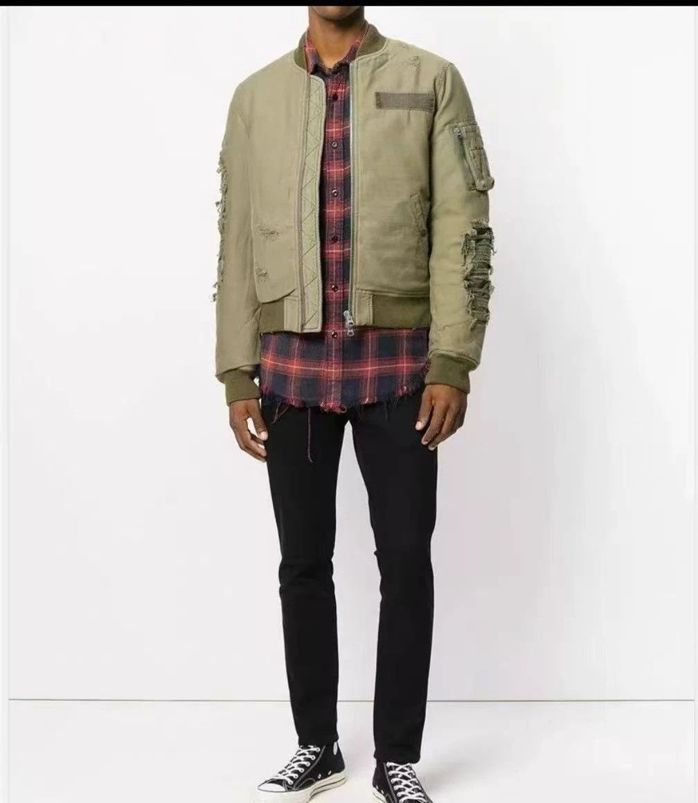 R13 R13 Distressed Down Padded Bomber Jacket Size US L / EU 52-54 / 3 - 3 Thumbnail