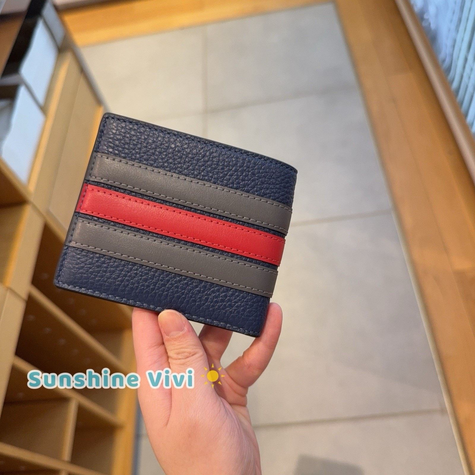 Coach NWT Coach Id Billfold Wallet Varsity Stripe Deep Blue CDC89 Size ONE SIZE - 4 Thumbnail