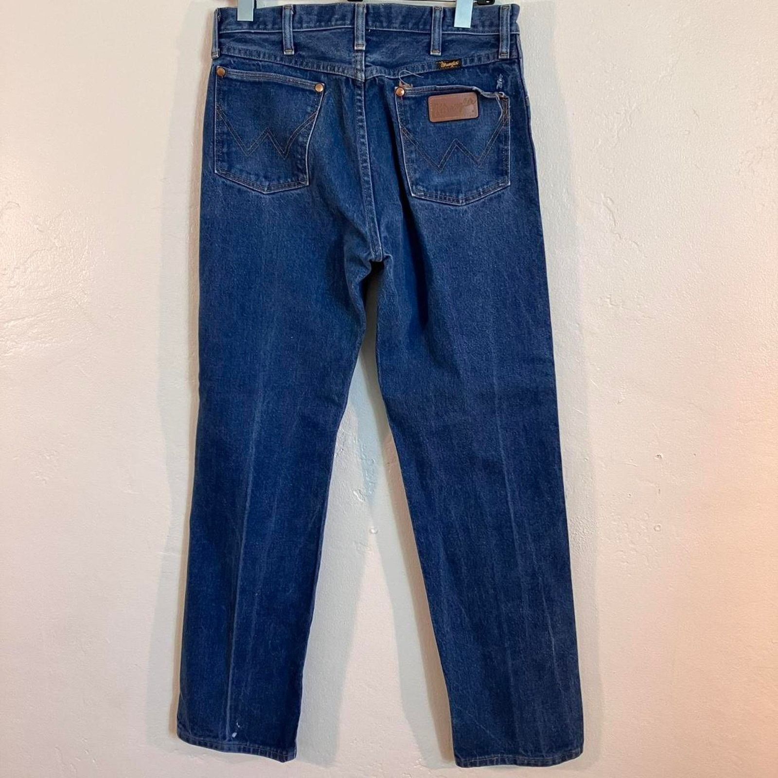Wrangler Vintage 80s Wrangler Denim Blue Jeans Cowboy Workwear Size US 33 - 3 Thumbnail