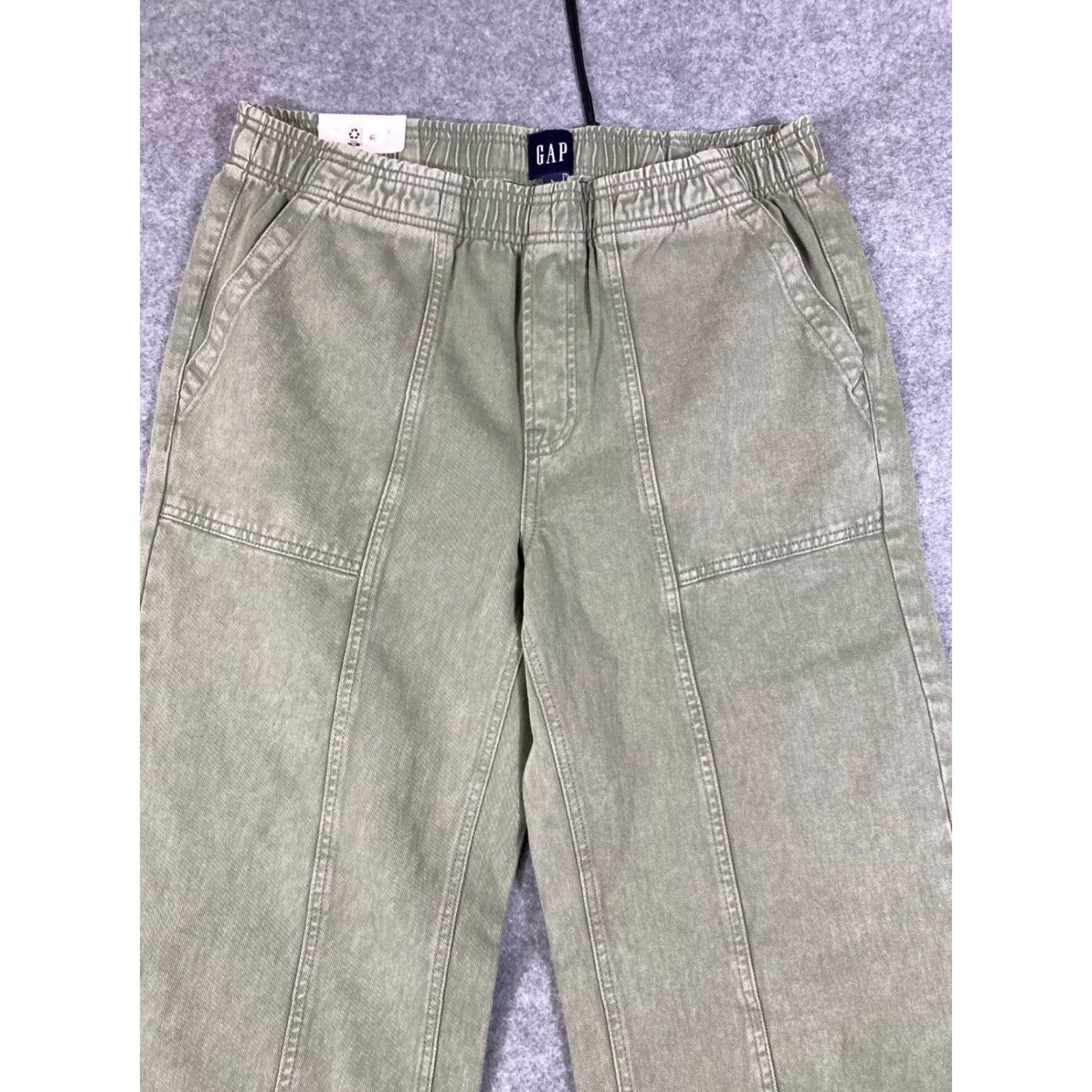 Gap VINTAGE Gap Pull On Pants Womens L Green Denim Straight Leg Elastic Waist Preppy NWT Size 36" / US 14 / IT 50 - 2 Thumbnail