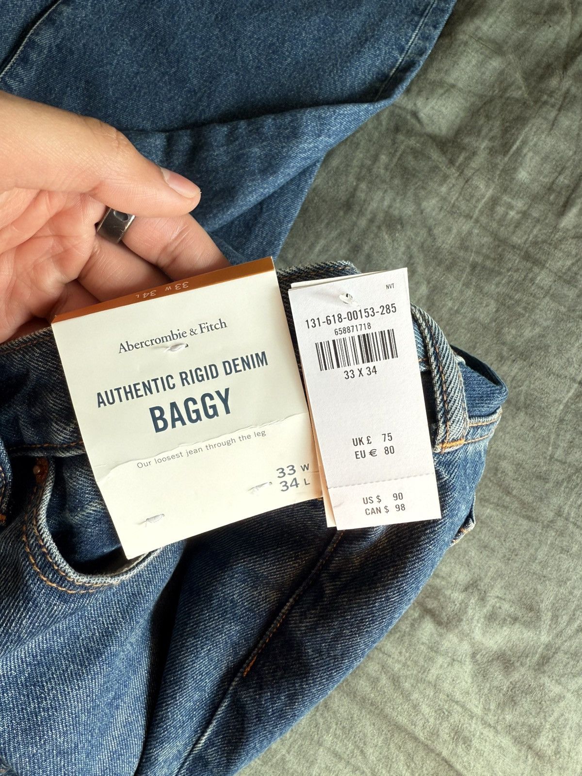 Abercrombie & Fitch Abercrombie & Fitch Authentic Rigid Denim Baggy Size US 33 - 3 Thumbnail