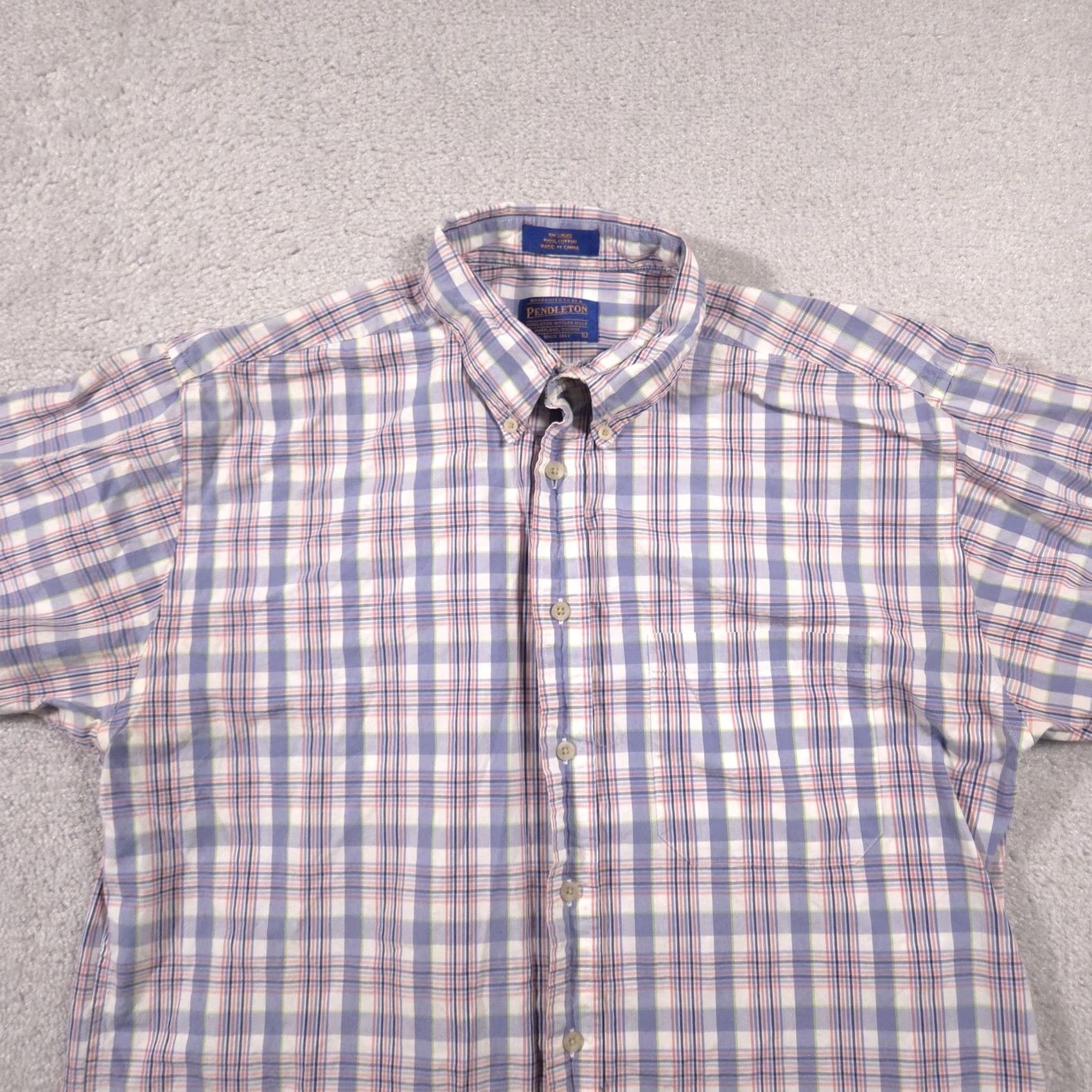 Pendleton Pendleton Shirt Mens Large Blue Plaid Short Sleeve Button-Down Casual Summer Size US L / EU 52-54 / 3 - 3 Thumbnail