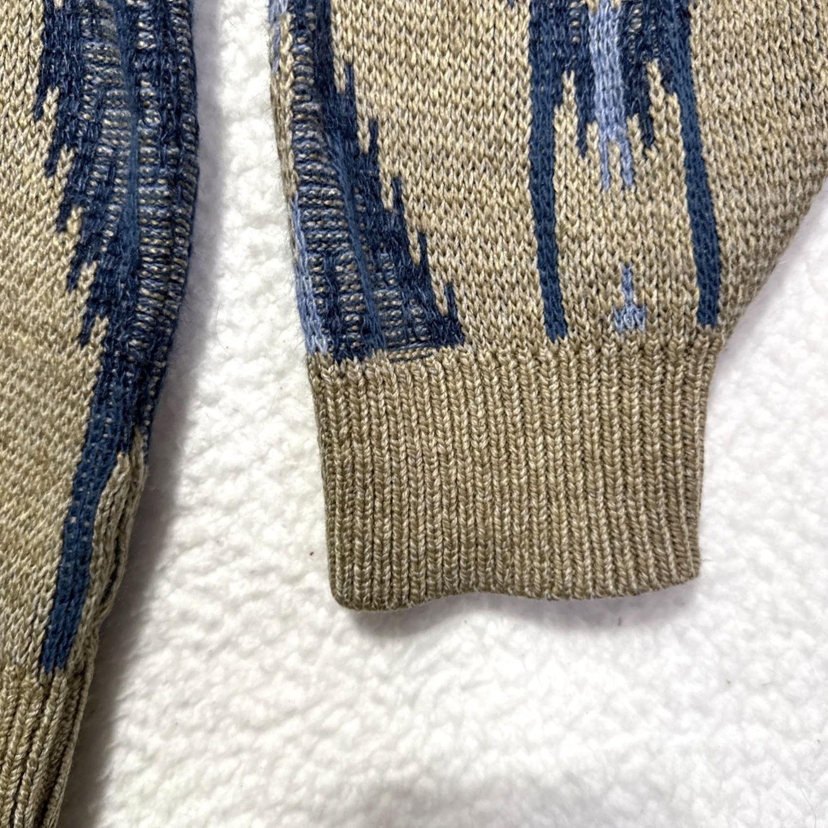 Jantzen VINTAGE Jantzen Sweater Pullover Crewneck Kn it's Beige Cotton Blend Aztec Knit Tall Large Mens Big & Tall Crew Neck Pullover Sweater Mens Size US L / EU 52-54 / 3 - 3 Thumbnail